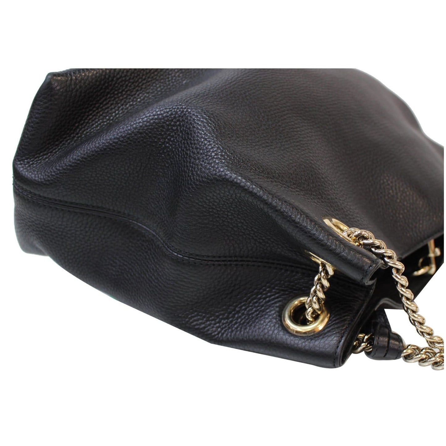 GUCCI Soho Pebbled Leather Chain Shoulder Bag 308982 Black