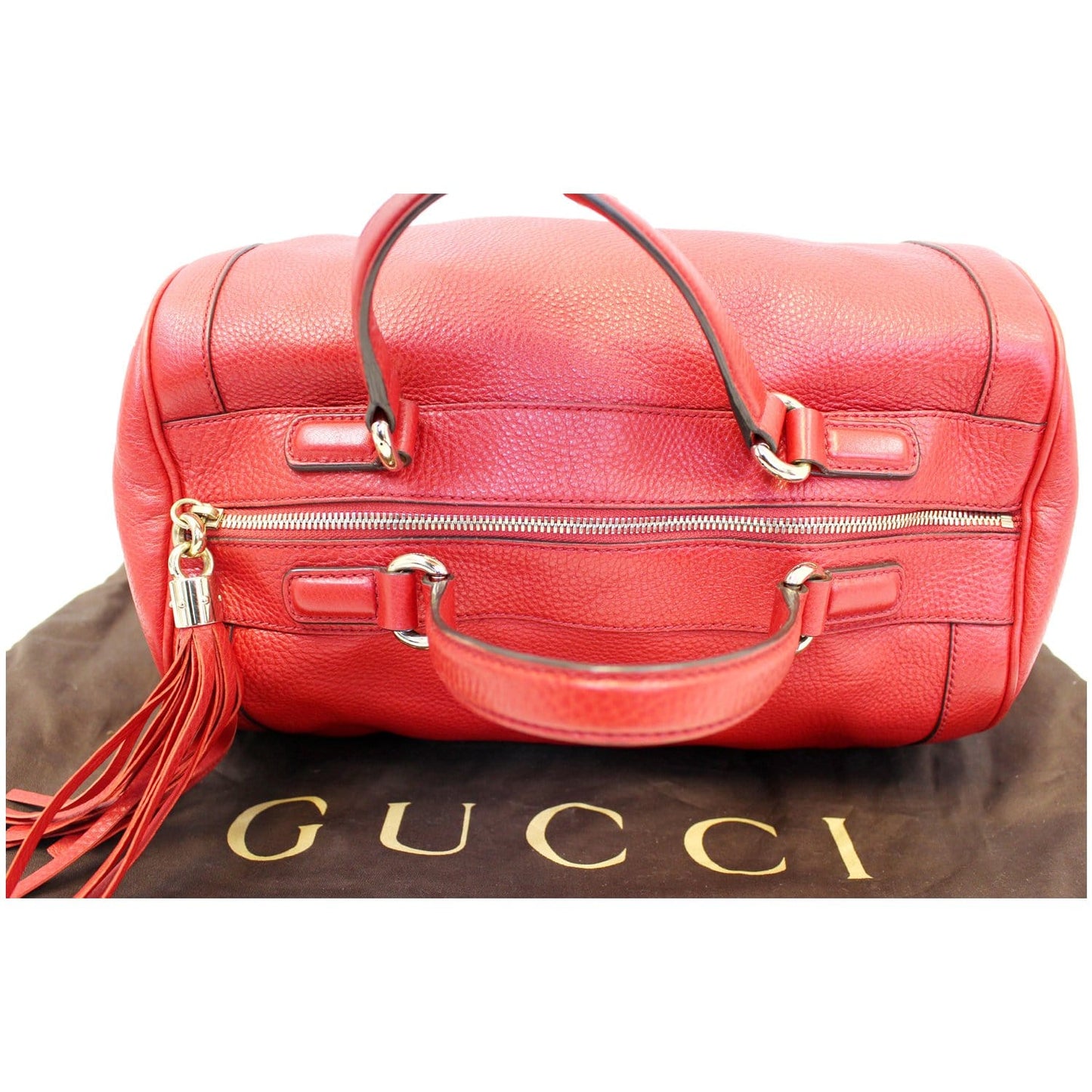 GUCCI Red Leather Soho Boston Bag