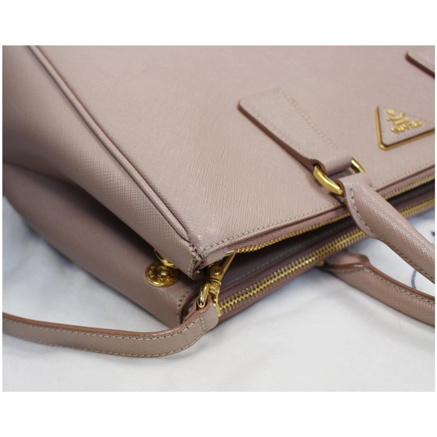 PRADA Lux Large Saffiano Leather Tote Shoulder Bag Light Pink
