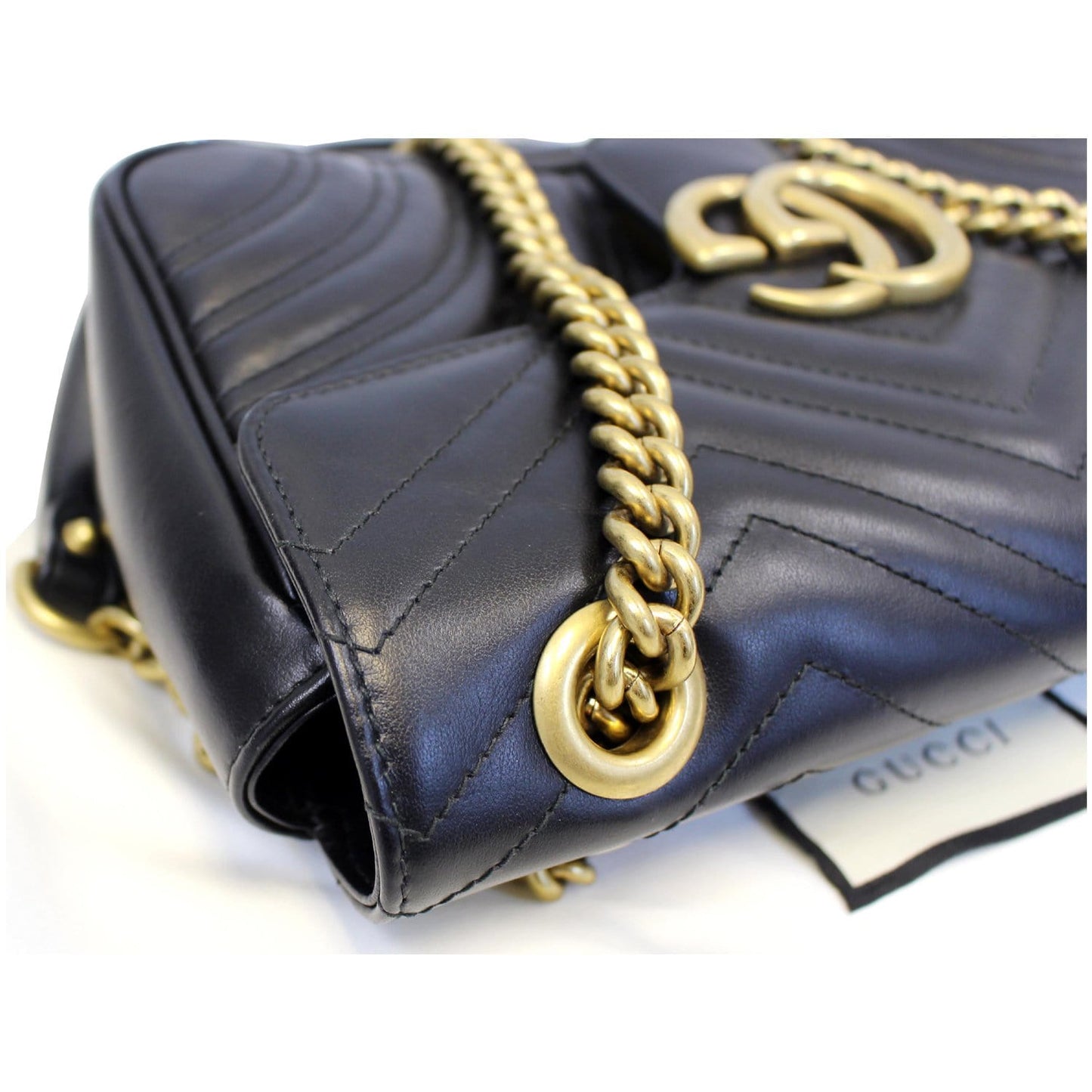 GUCCI GG Marmont Small Matelasse Leather Crossbody Bag Black