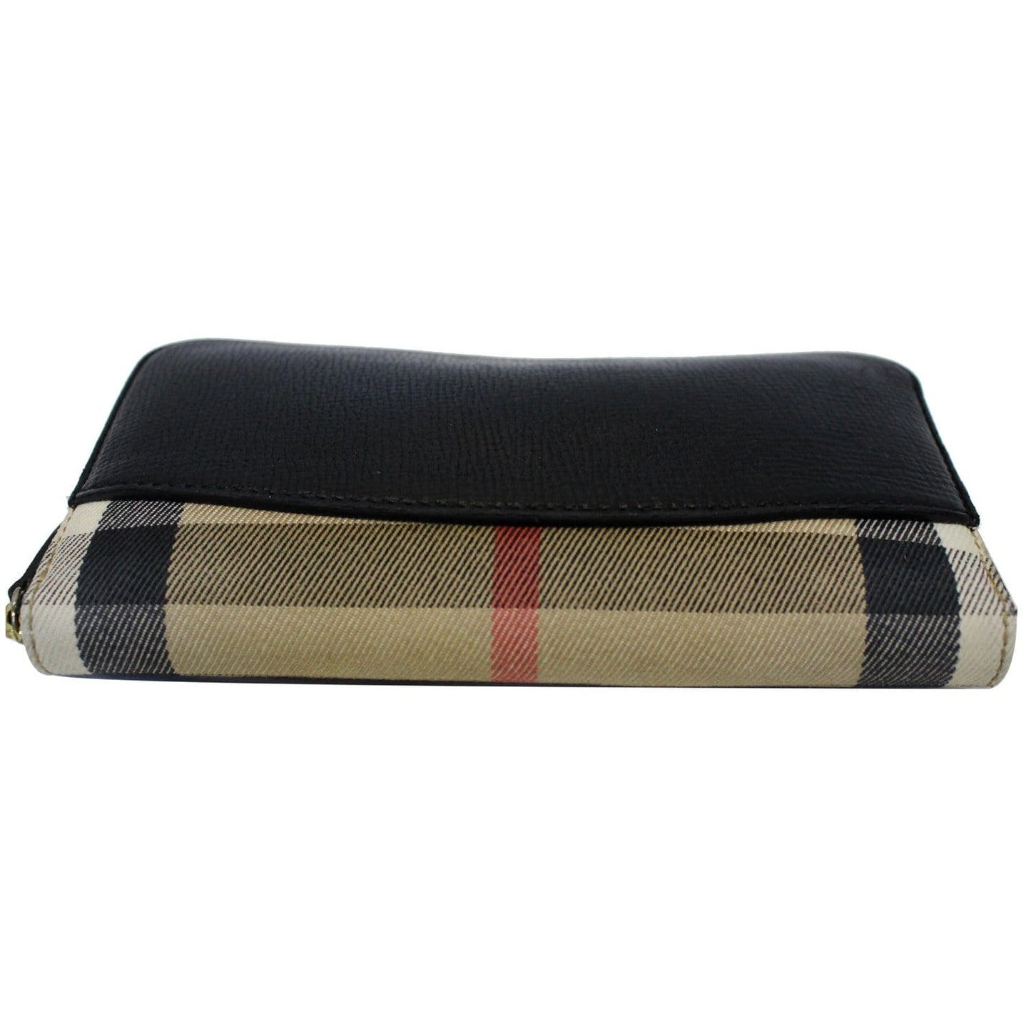 BURBERRY Elmore House Check Calfskin Zip Around Wallet Black