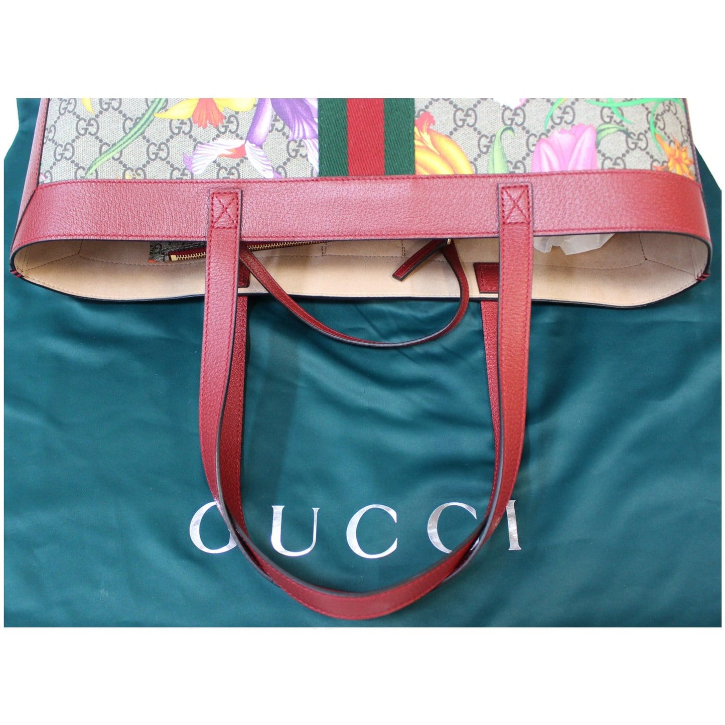 GUCCI Ophidia GG Flora Medium Tote Bag Red 547947