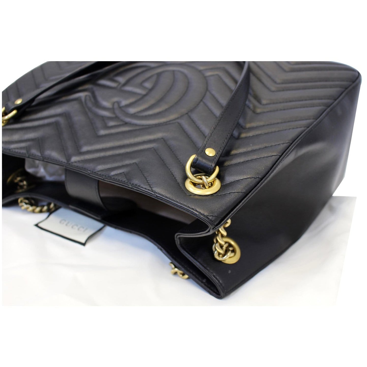 GUCCI GG Marmont Metelasse Medium Quilted Leather Shoulder Bag 453569 Black