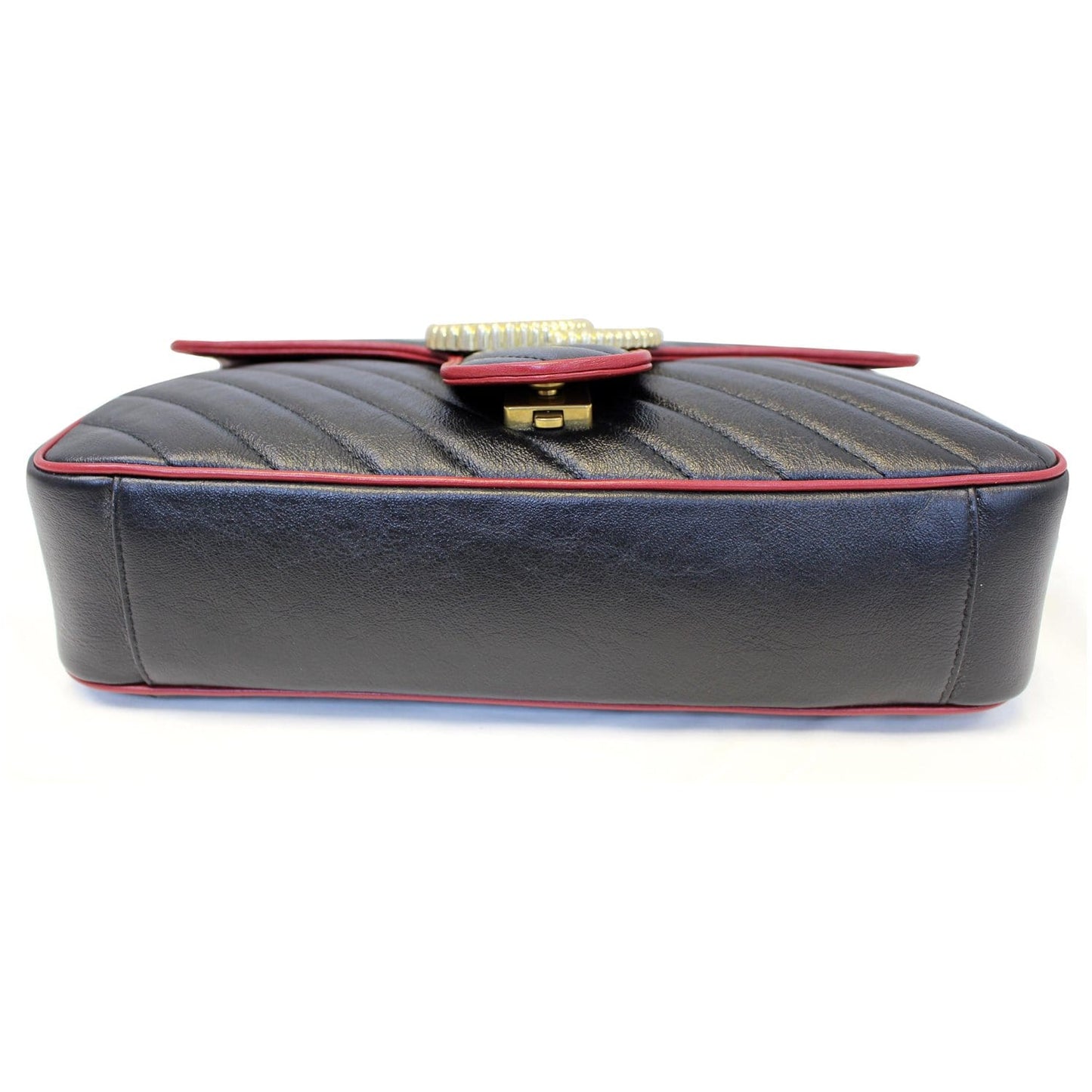 GUCCI GG Marmont Matelasse Leather Shoulder Bag Black/Red 443496