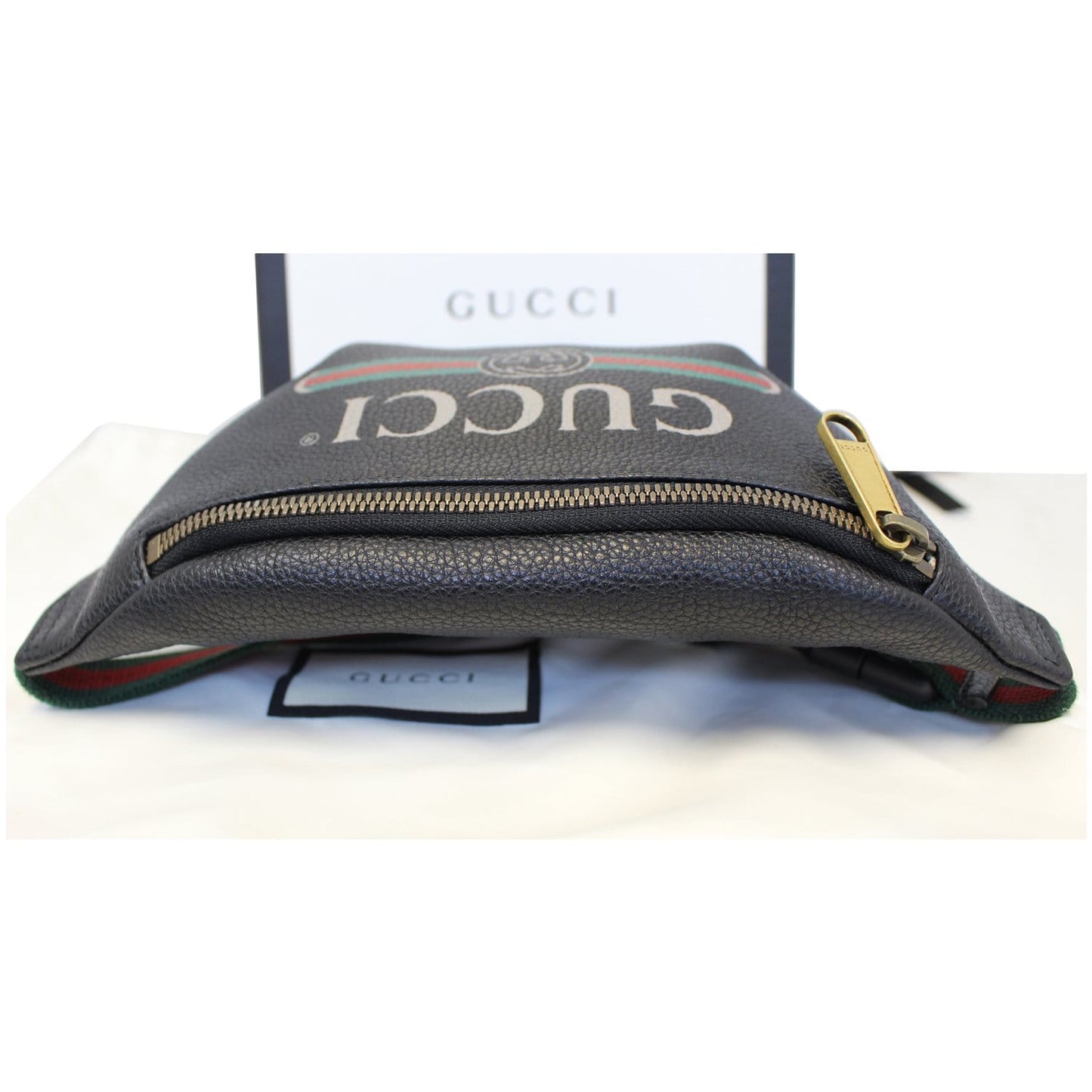 GUCCI Print Leather Black Belt Waist Bum Bag 527792