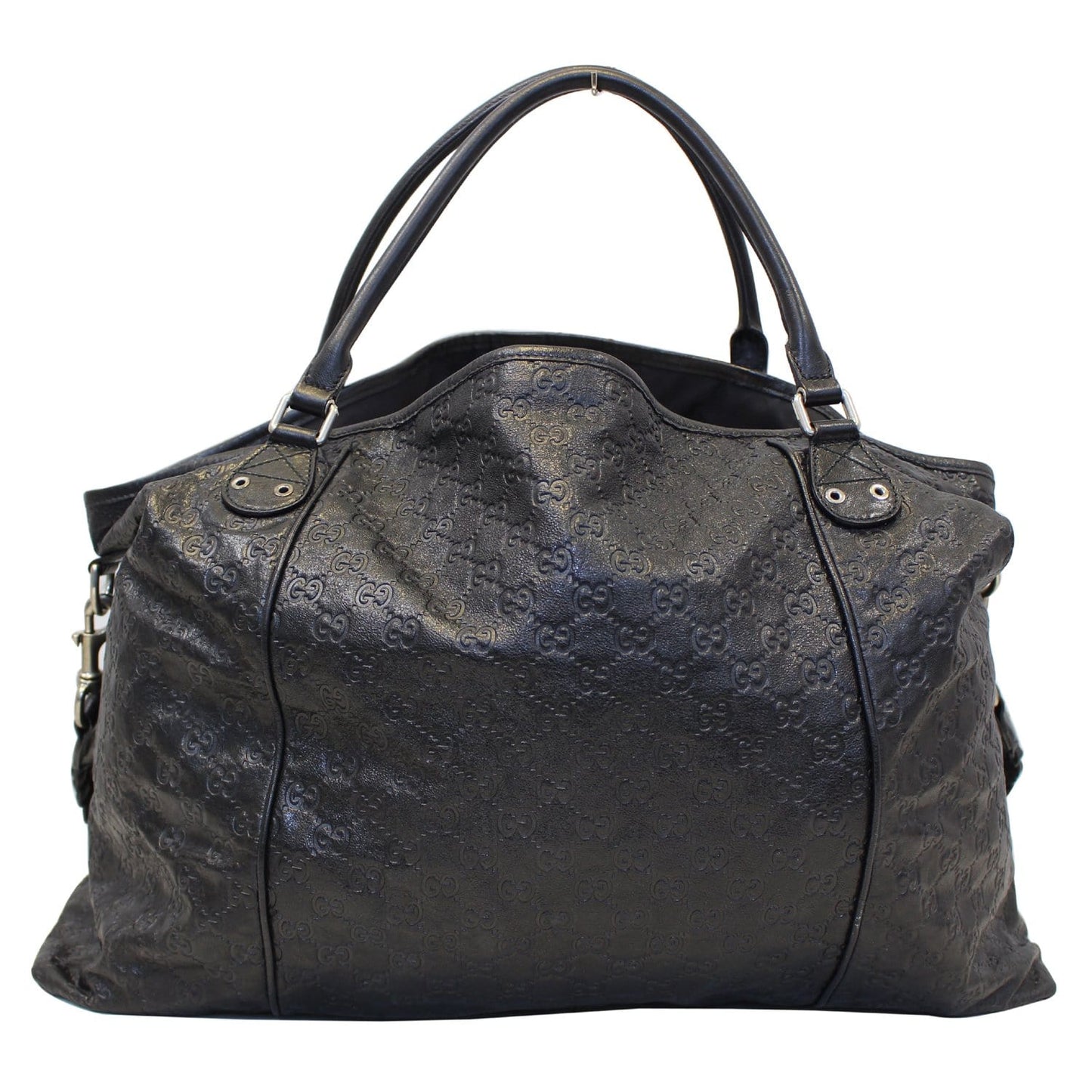 GUCCI Black Leather Signature Extra Large Tote Bag 189680