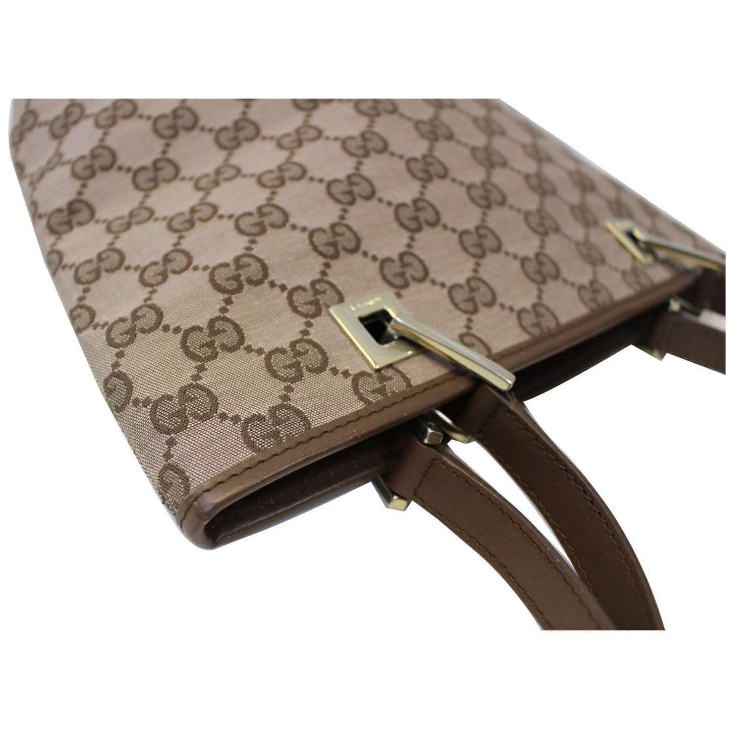 GUCCI GG Canvas Tote Shoulder Bag Brown