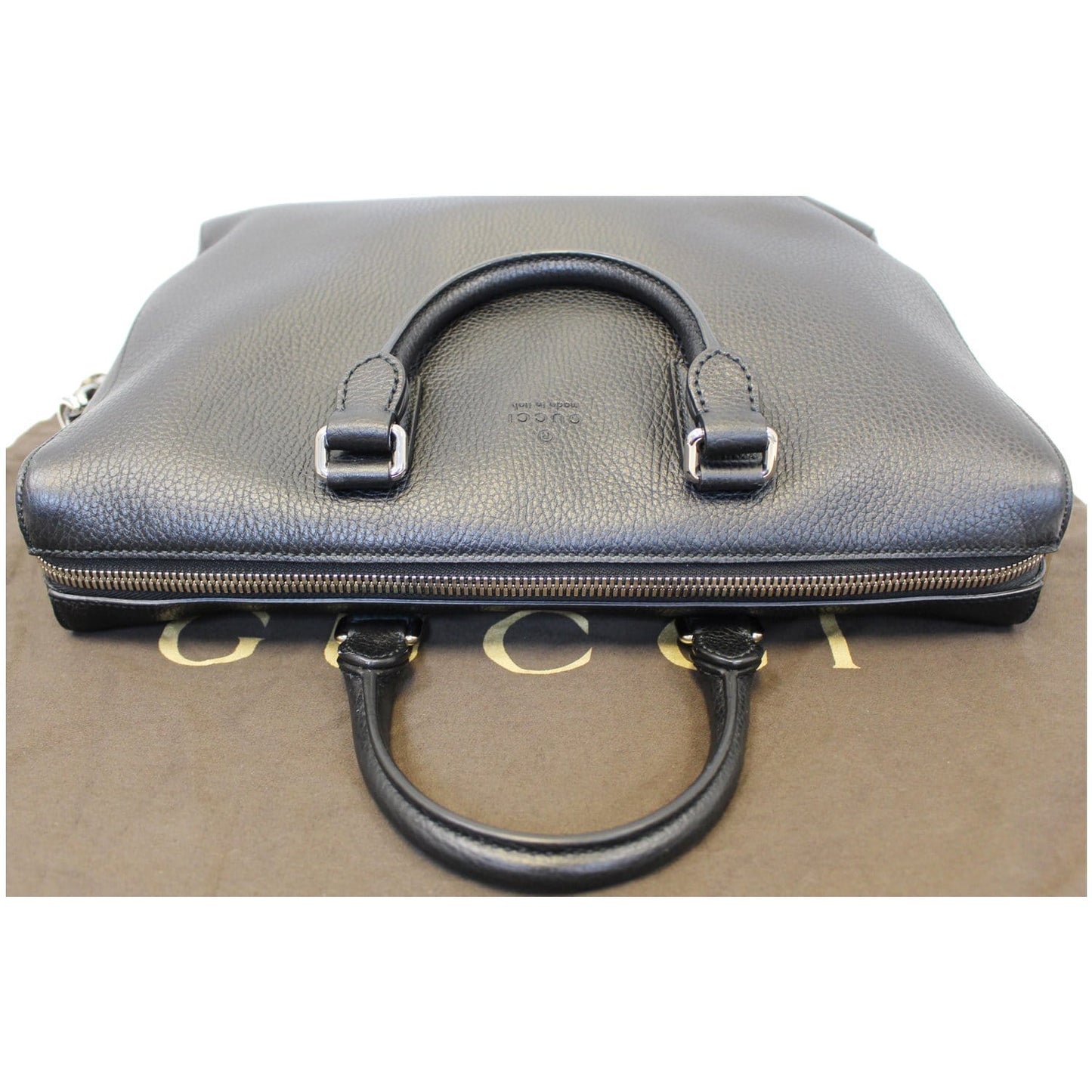 GUCCI Leather Business Briefcase Bag Black 387074