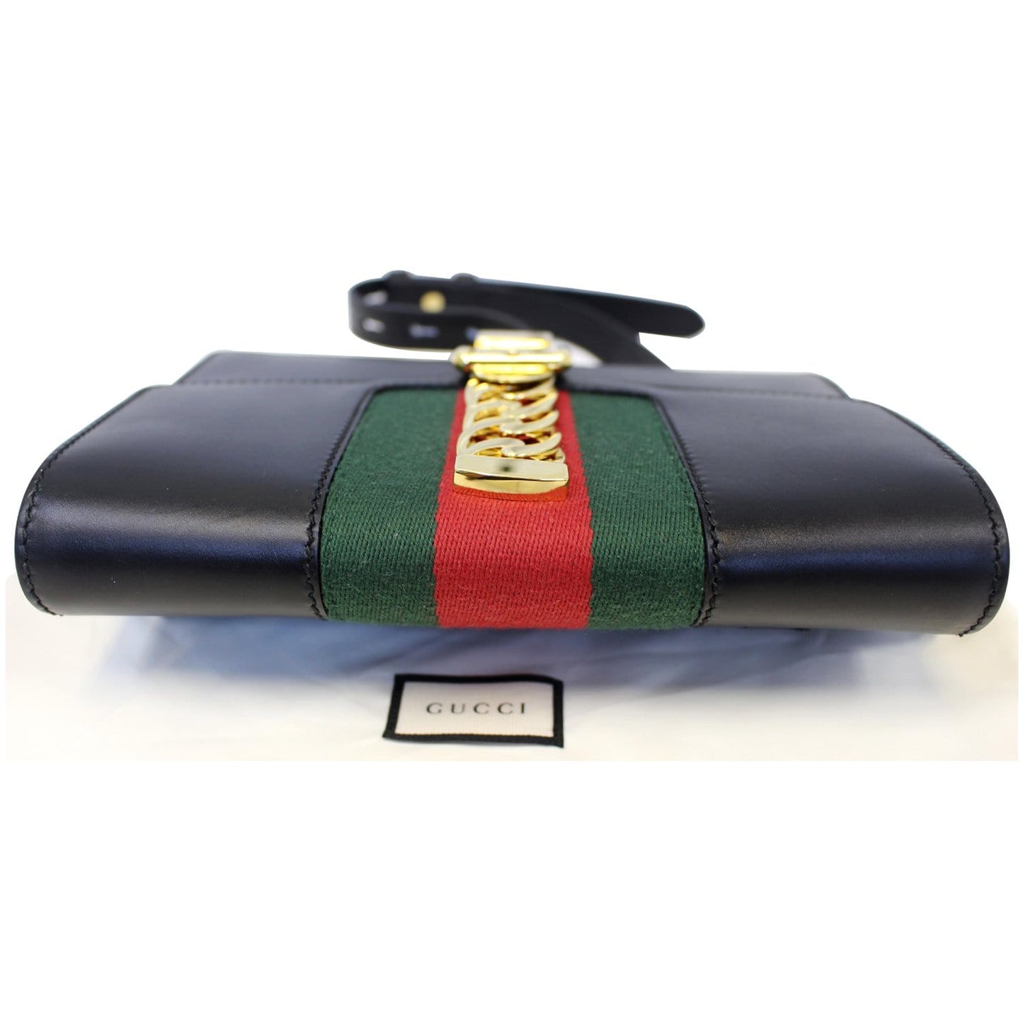 GUCCI Sylvie Calfskin Leather Belt Bumbag Black 476811