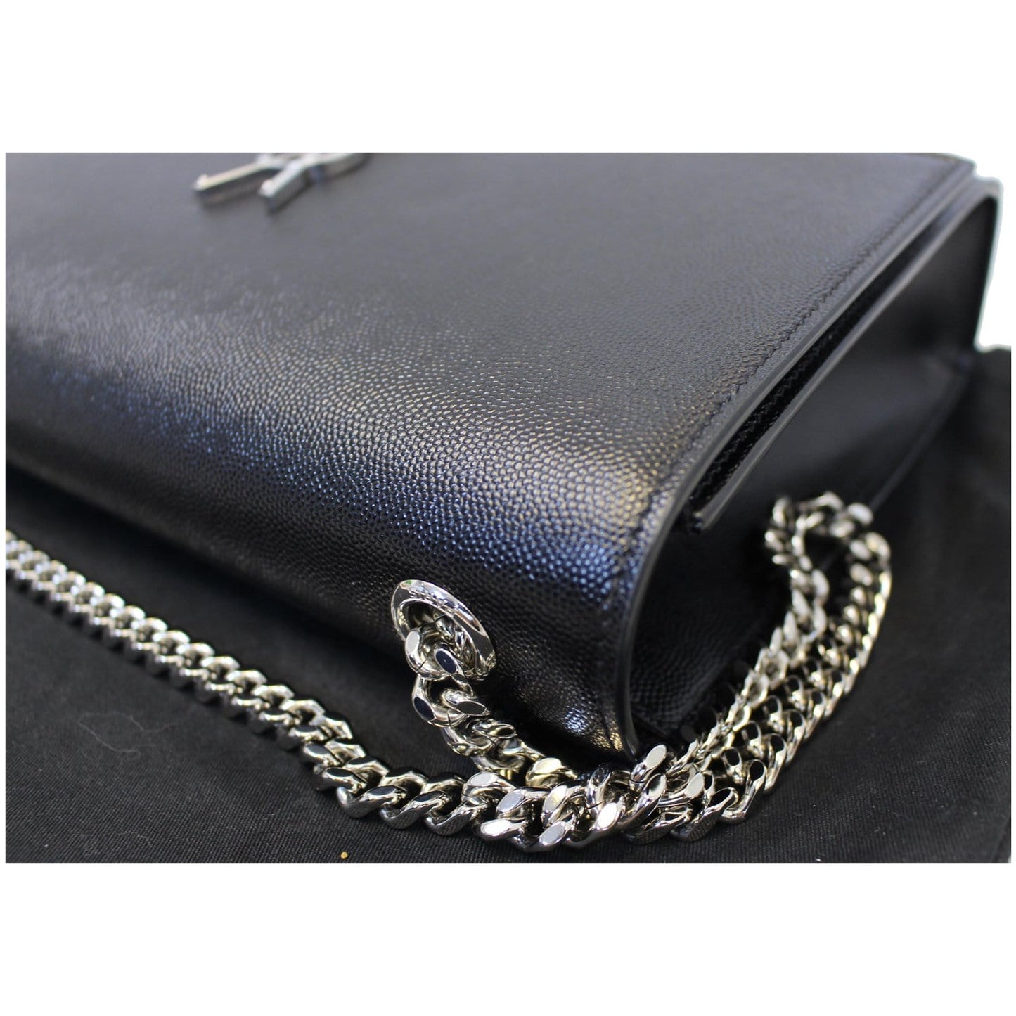 YVES SAINT LAURENT Kate Large Grain De Poudre Leather Shoulder Bag Black