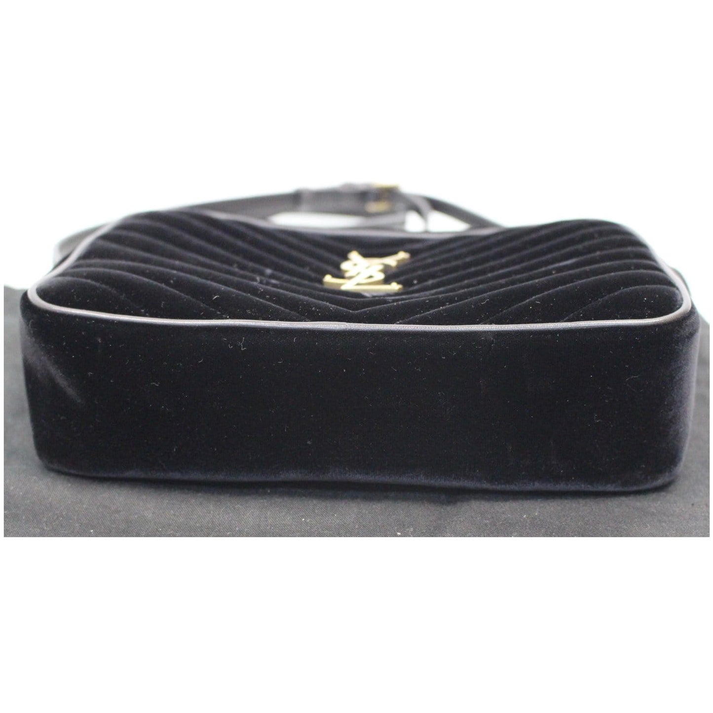 YVES SAINT LAURENT Camera Velvet Crossbody Bag Black