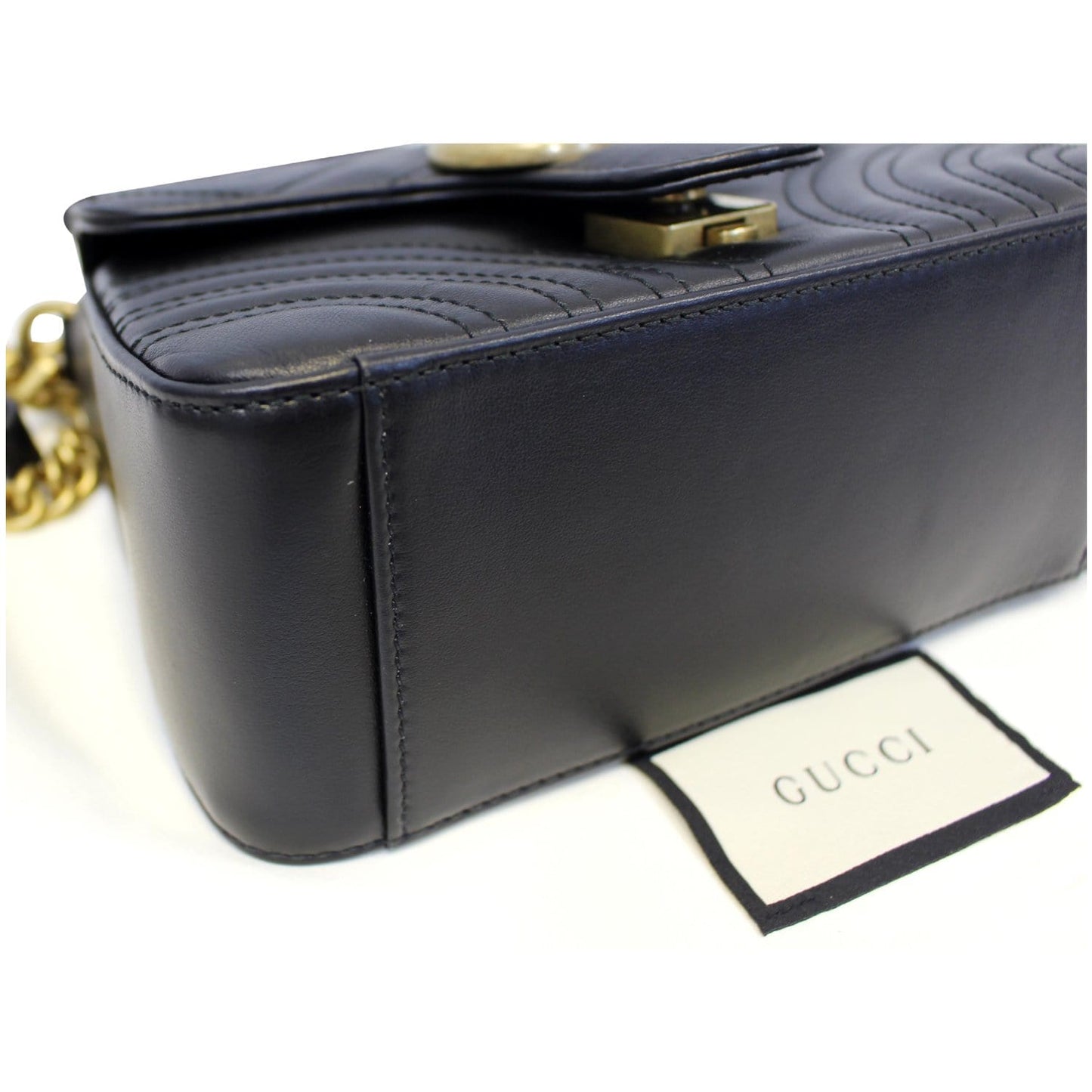 GUCCI GG Marmont Mini Leather Top Handle Shoulder Bag Black 547260