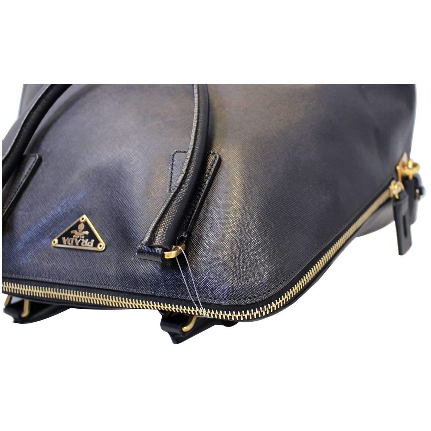 PRADA Saffiano Dome Black Leather Satchel Bag