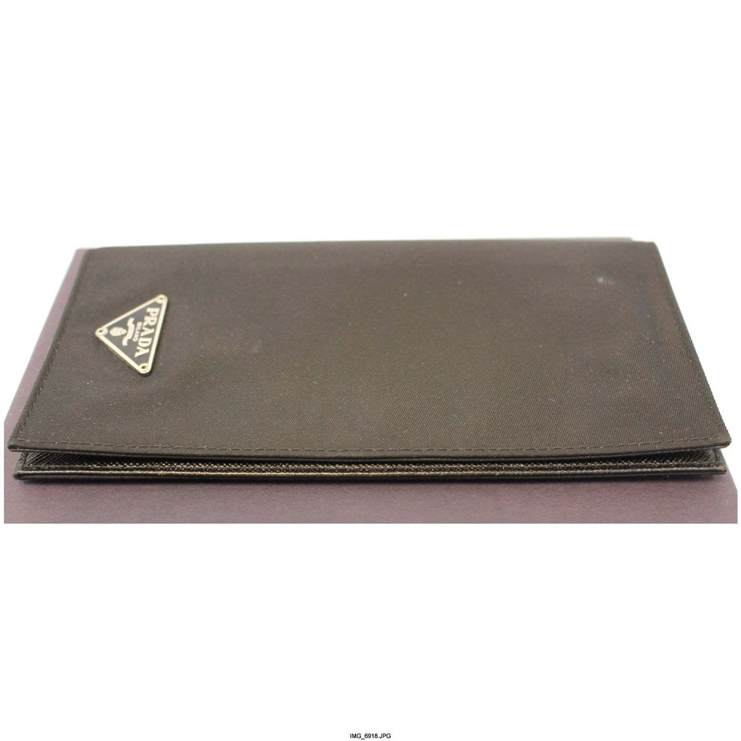 PRADA Black Nylon Checkbook Cover Wallet