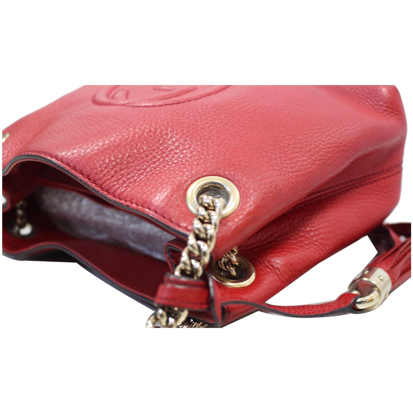 GUCCI Soho Chain Mini Tassel Leather Shoulder Bag Red 387043 - 15% OFF