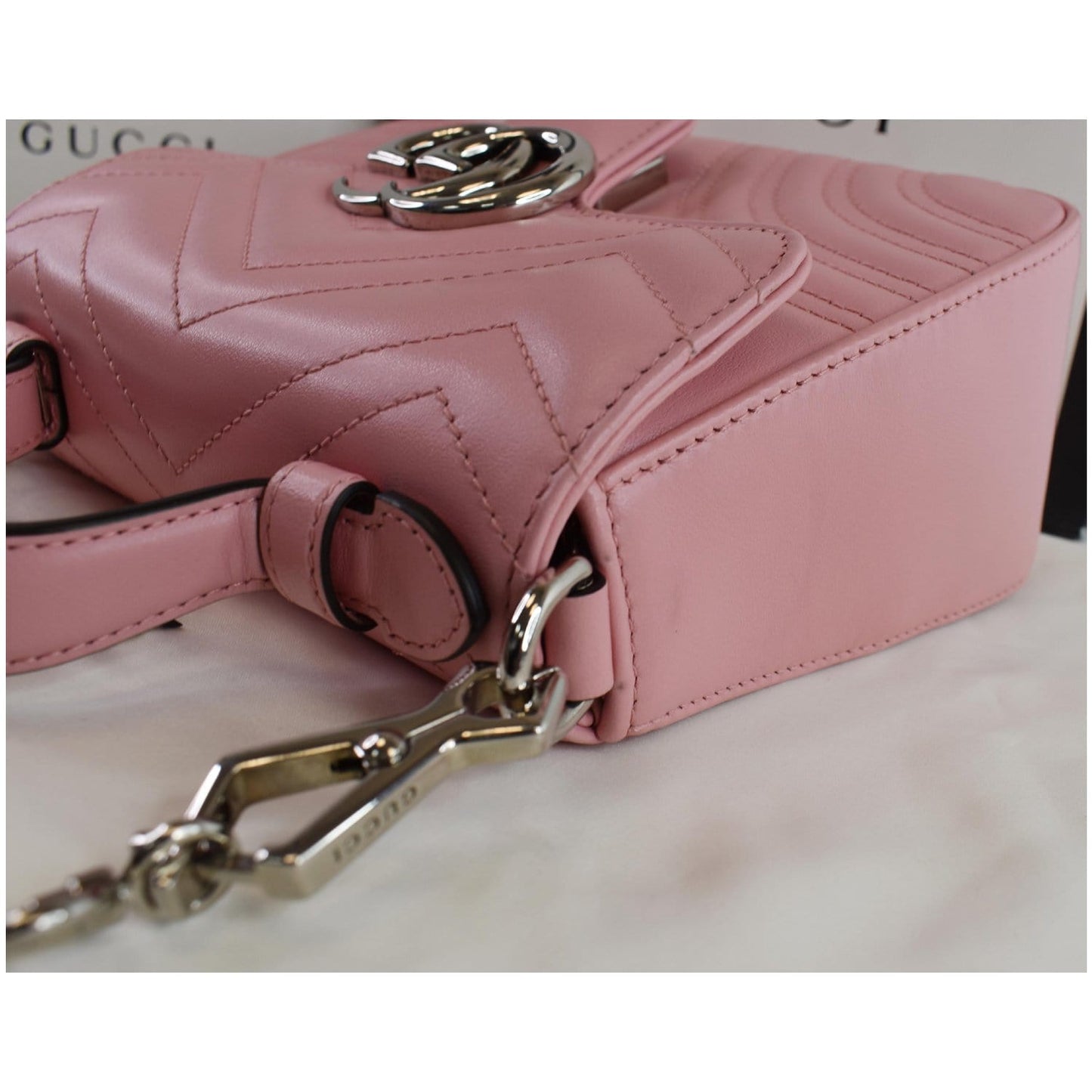 GUCCI GG Marmont Mini Top Handle Shoulder Bag Pastel Pink 547260