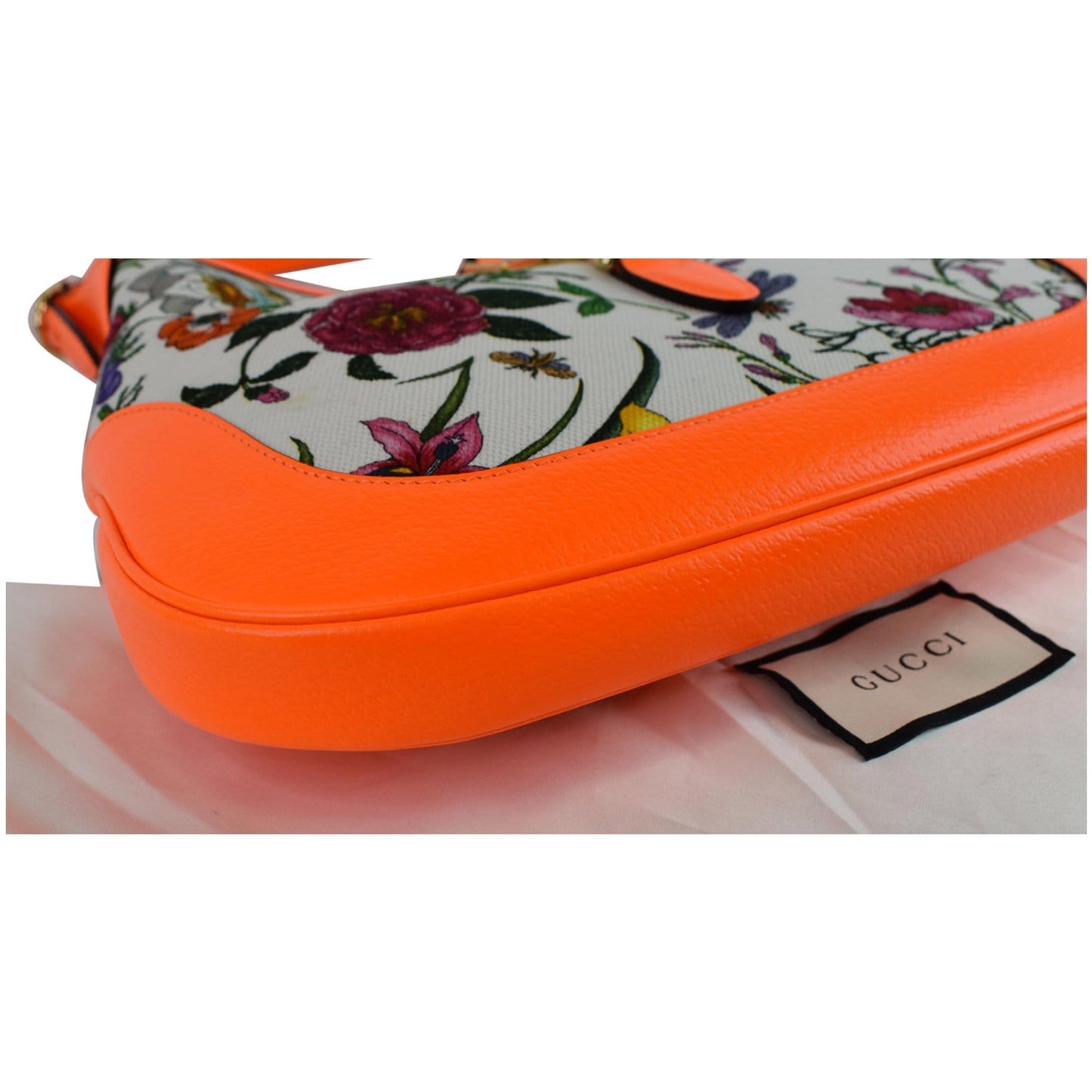 GUCCI Flora Jackie Medium Canvas Hobo Bag Orange 550152