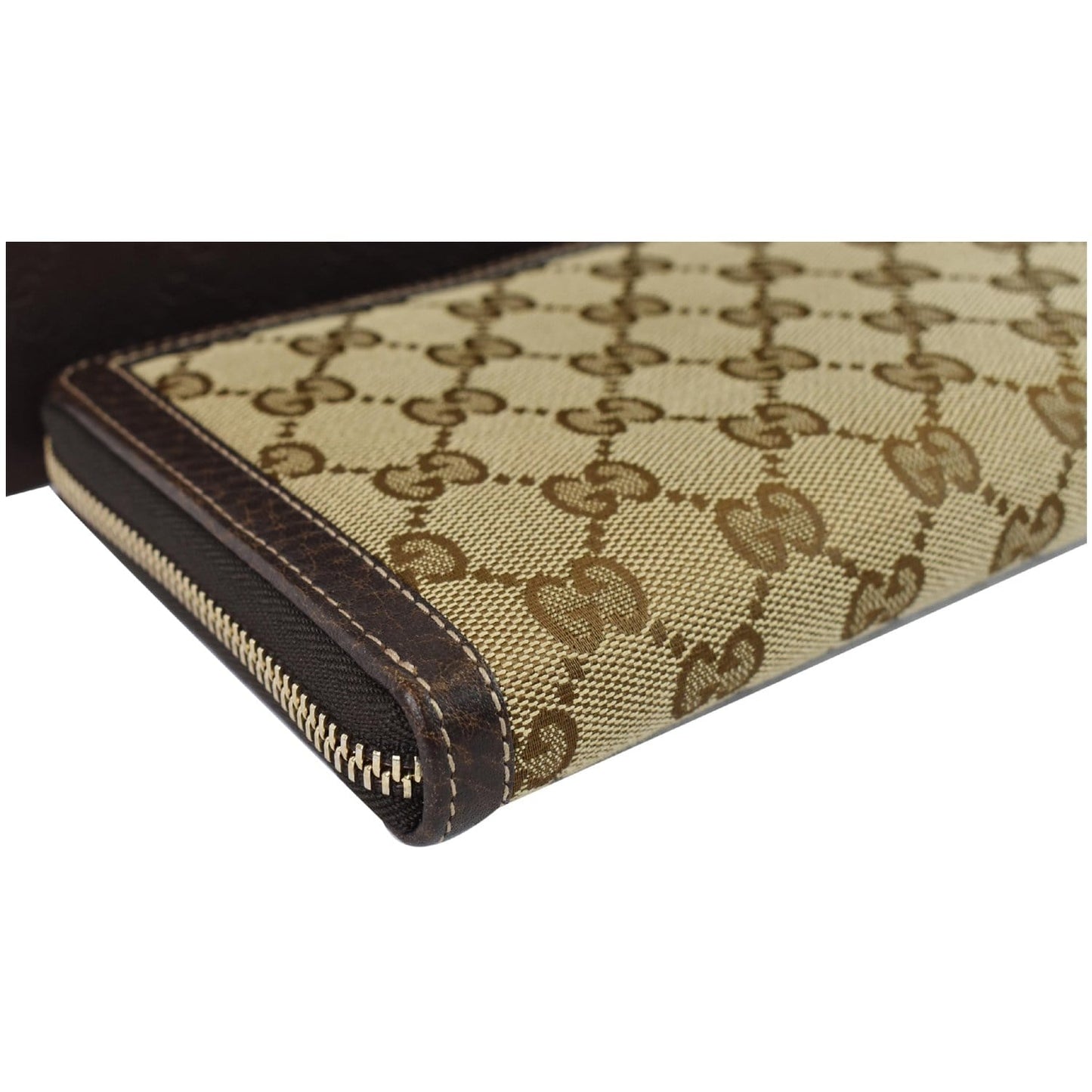 GUCCI Bamboo GG Canvas Zippy Organizer Wallet Beige 232977