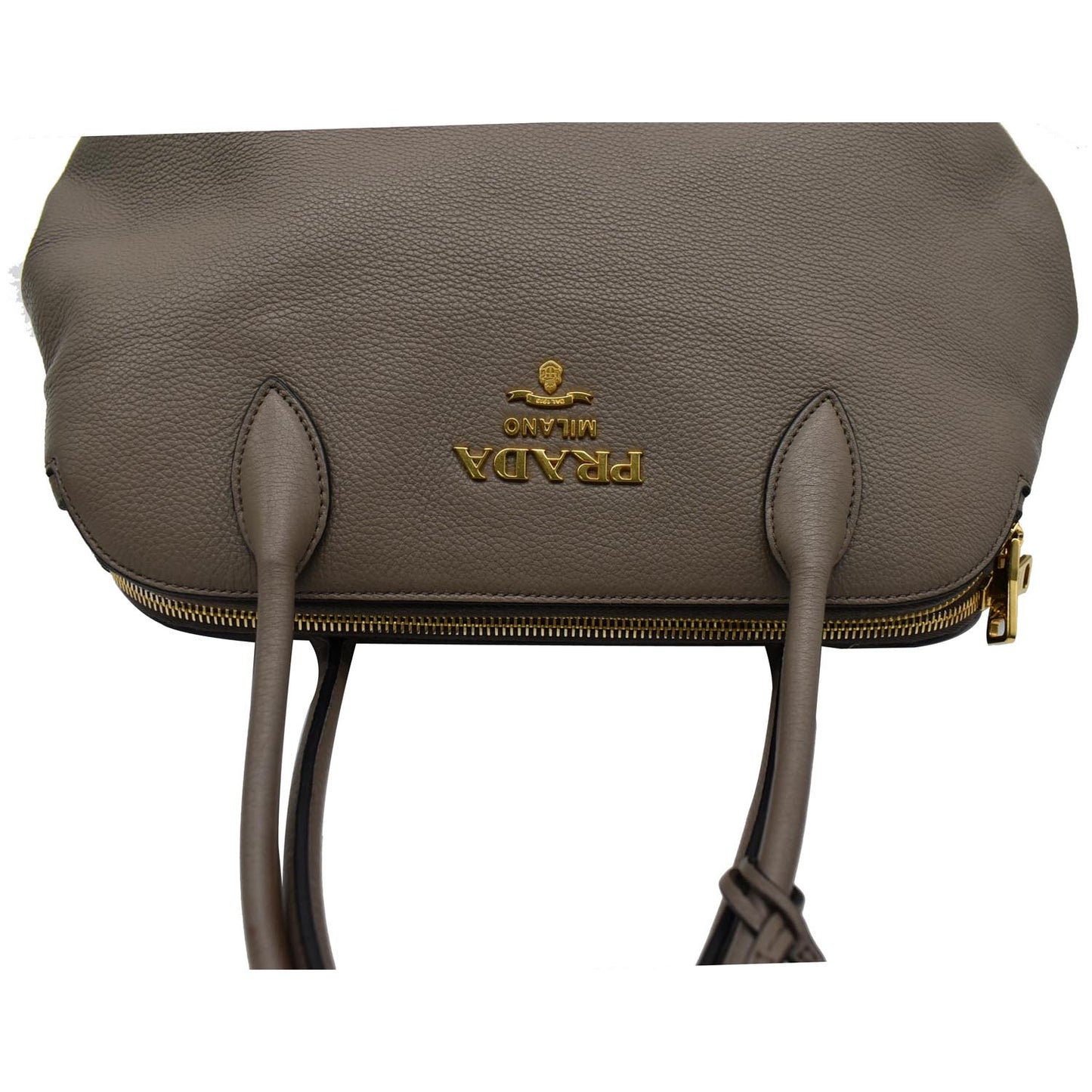 PRADA Calf Leather Tote Bag Clay Gray