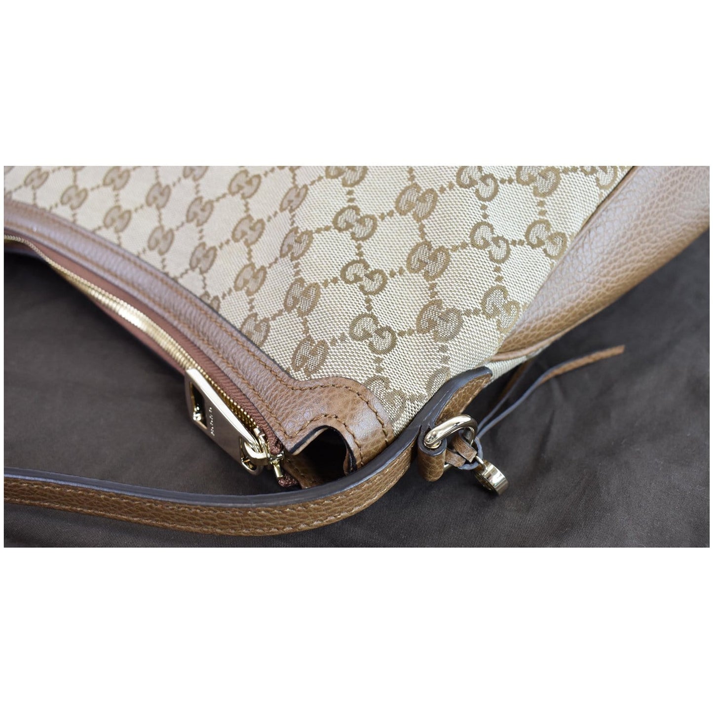 GUCCI Large Bree GG Canvas Hobo Bag Beige 449244