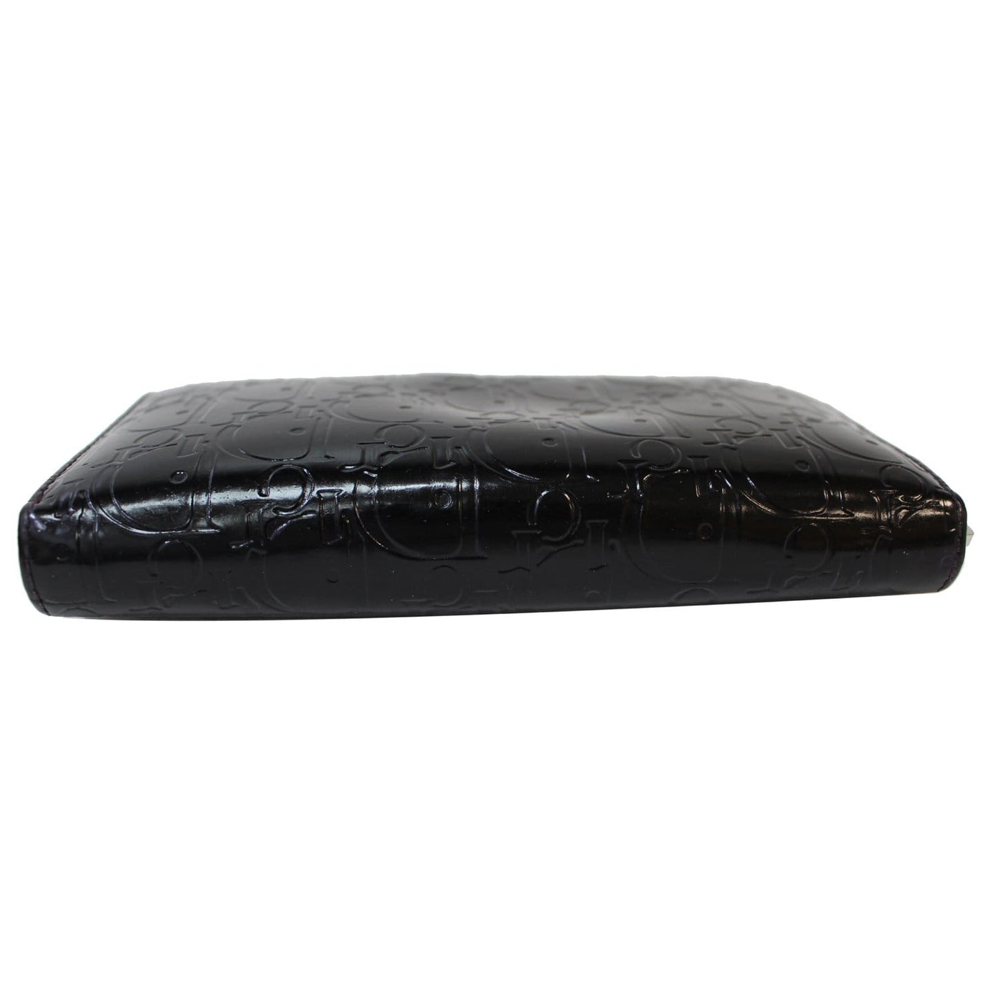 CHRISTIAN DIOR Diorissimo Patent Leather Zip Around Wallet Black