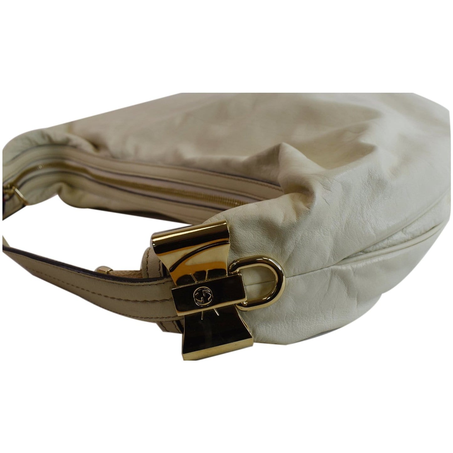 GUCCI Duchessa Leather Hobo Bag Ivory 181492