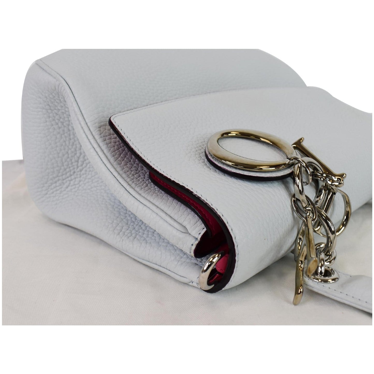 CHRISTIAN DIOR Be Dior Small Leather Flap Shoulder Bag Grey