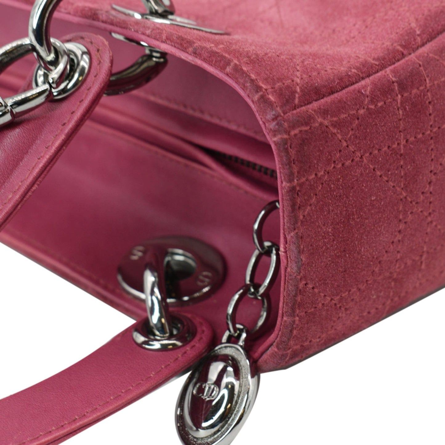 CHRISTIAN DIOR Lady Dior Suede Tote Bag Pink