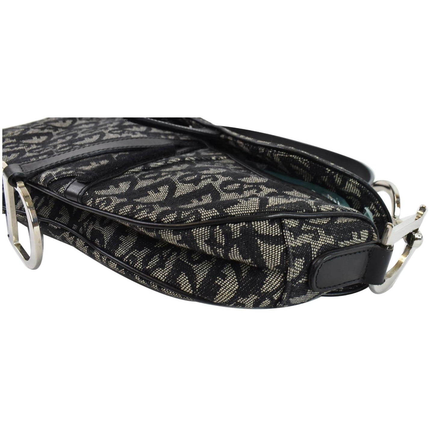 CHRISTIAN DIOR Saddle Oblique Jacquard Shoulder Bag Black
