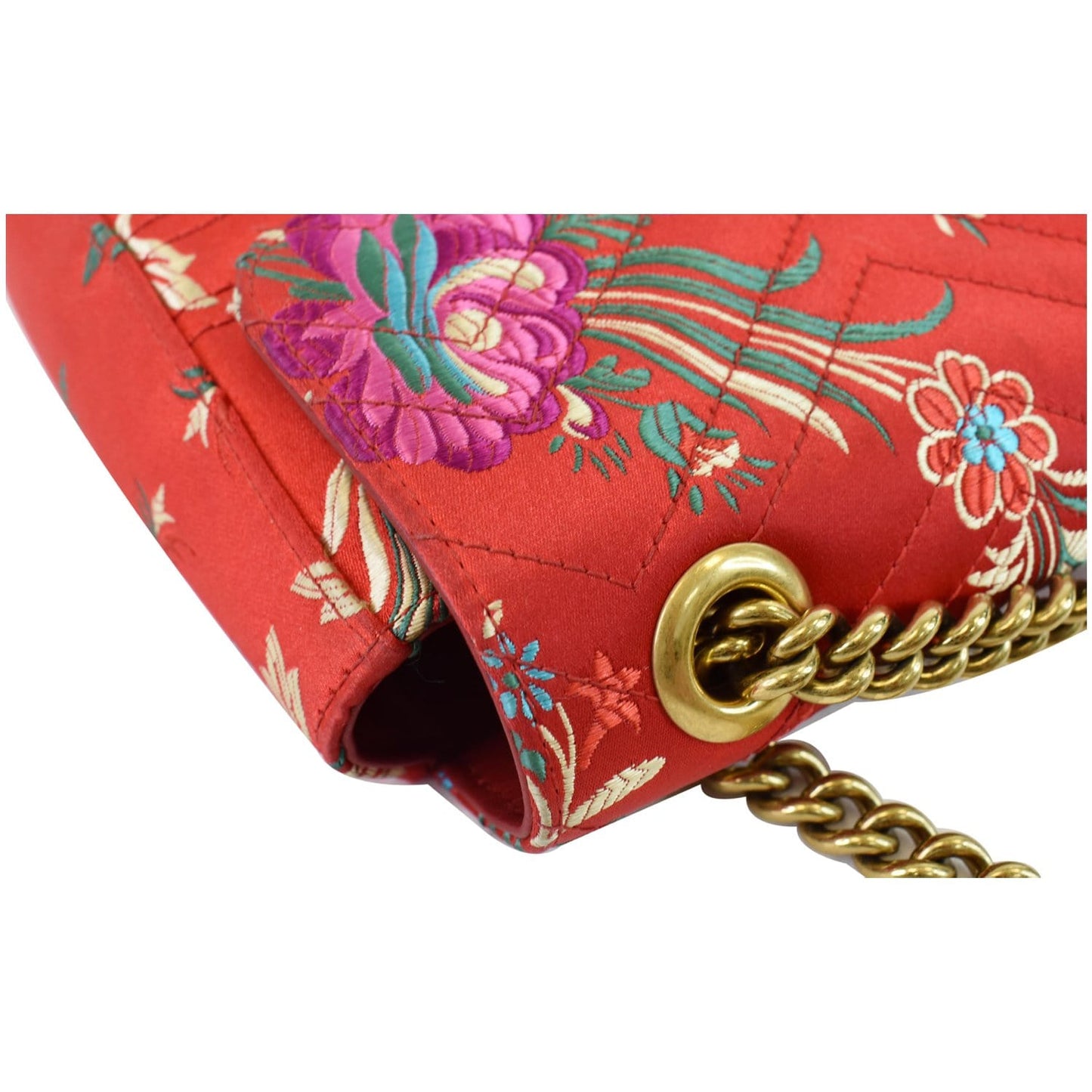 GUCCI GG Marmont Floral Medium Jacquard Matelasse Shoulder Bag Red 443496
