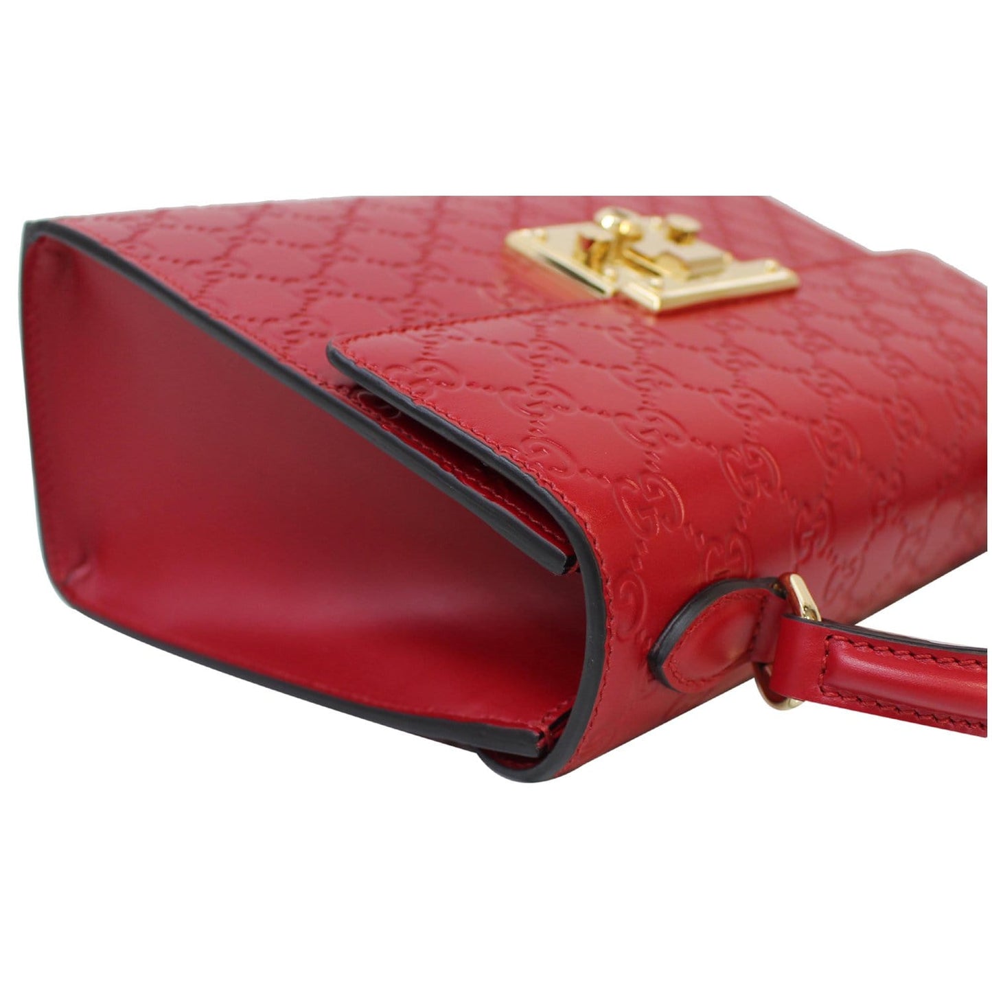 GUCCI Padlock Small Signature Top Handle Crossbody Bag Red 453188