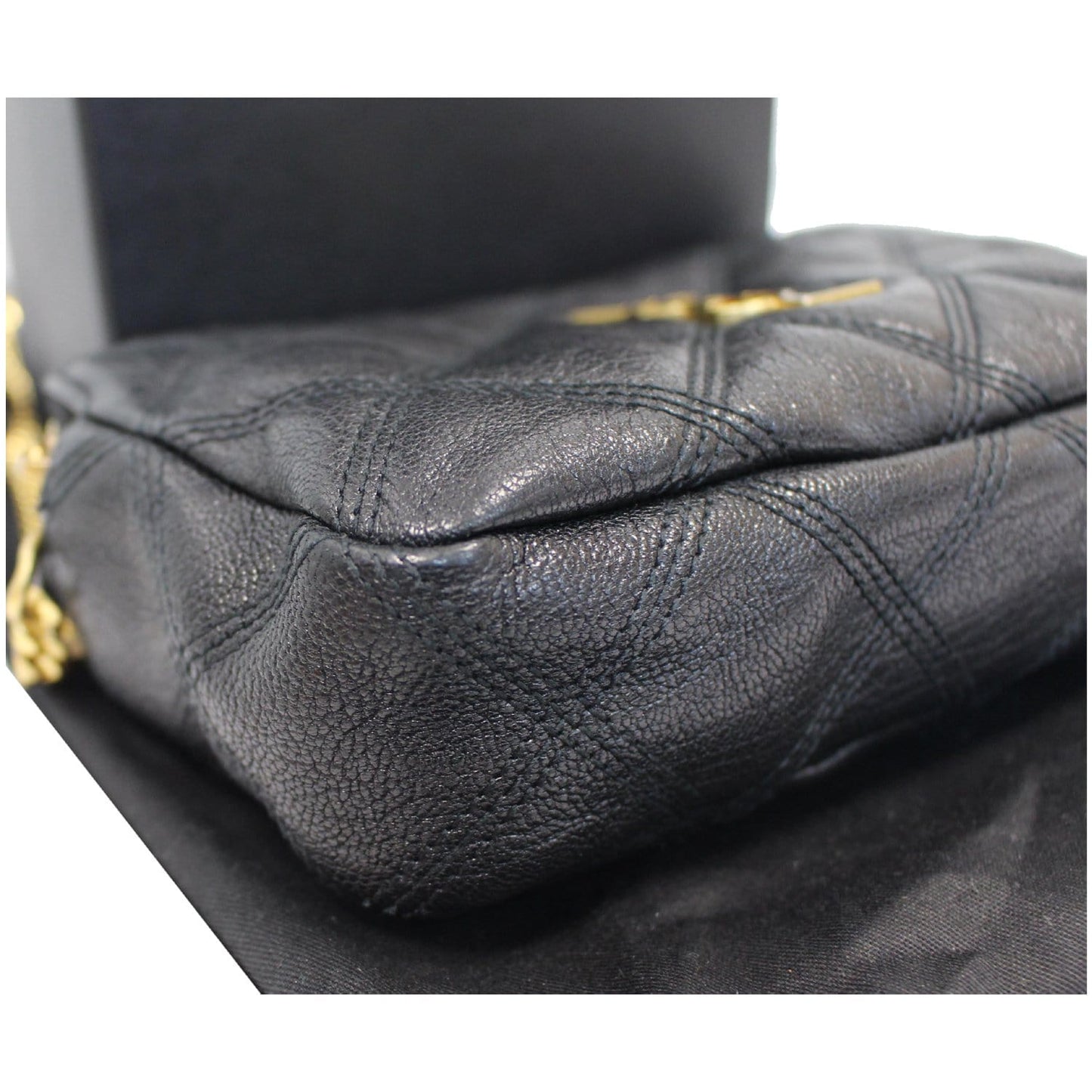 YVES SAINT LAURENT Becky Double Zip Lambskin Leather Crossbody Bag Black