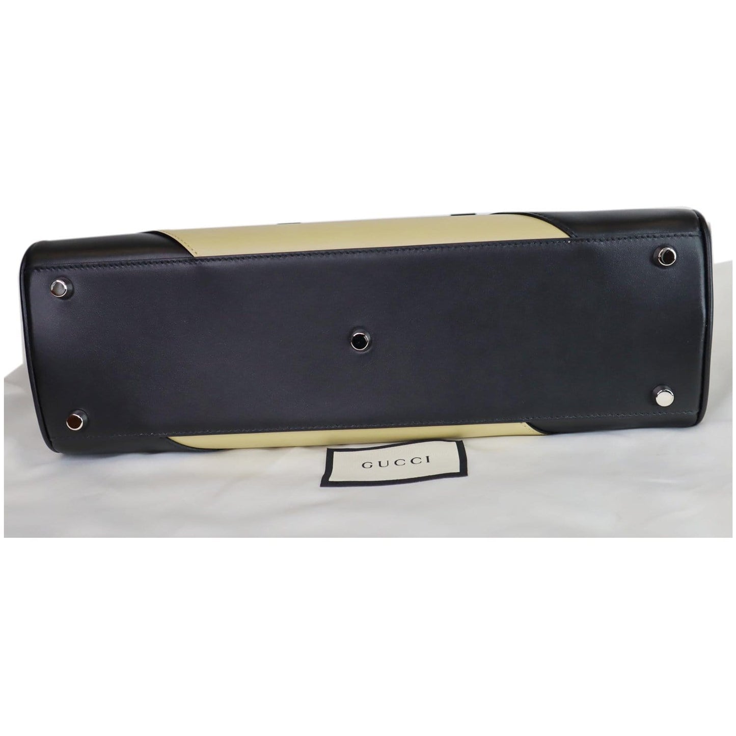 GUCCI Medium Zumi Diagonal Stripe Leather Top Handle Bag Beige 564714