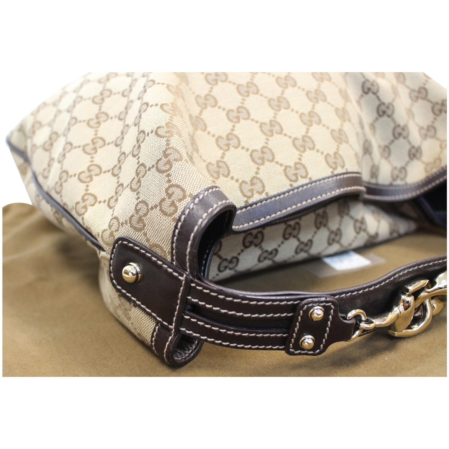 GUCCI GG Canvas Horsebit Catena Hobo Bag Beige 170014