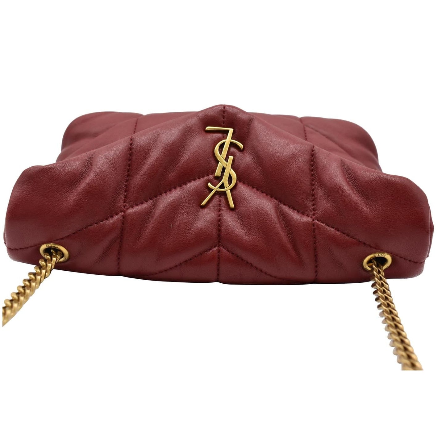 YVES SAINT LAURENT Small Loulou Puffer Quilted Lambskin Leather Crossbody Bag Red