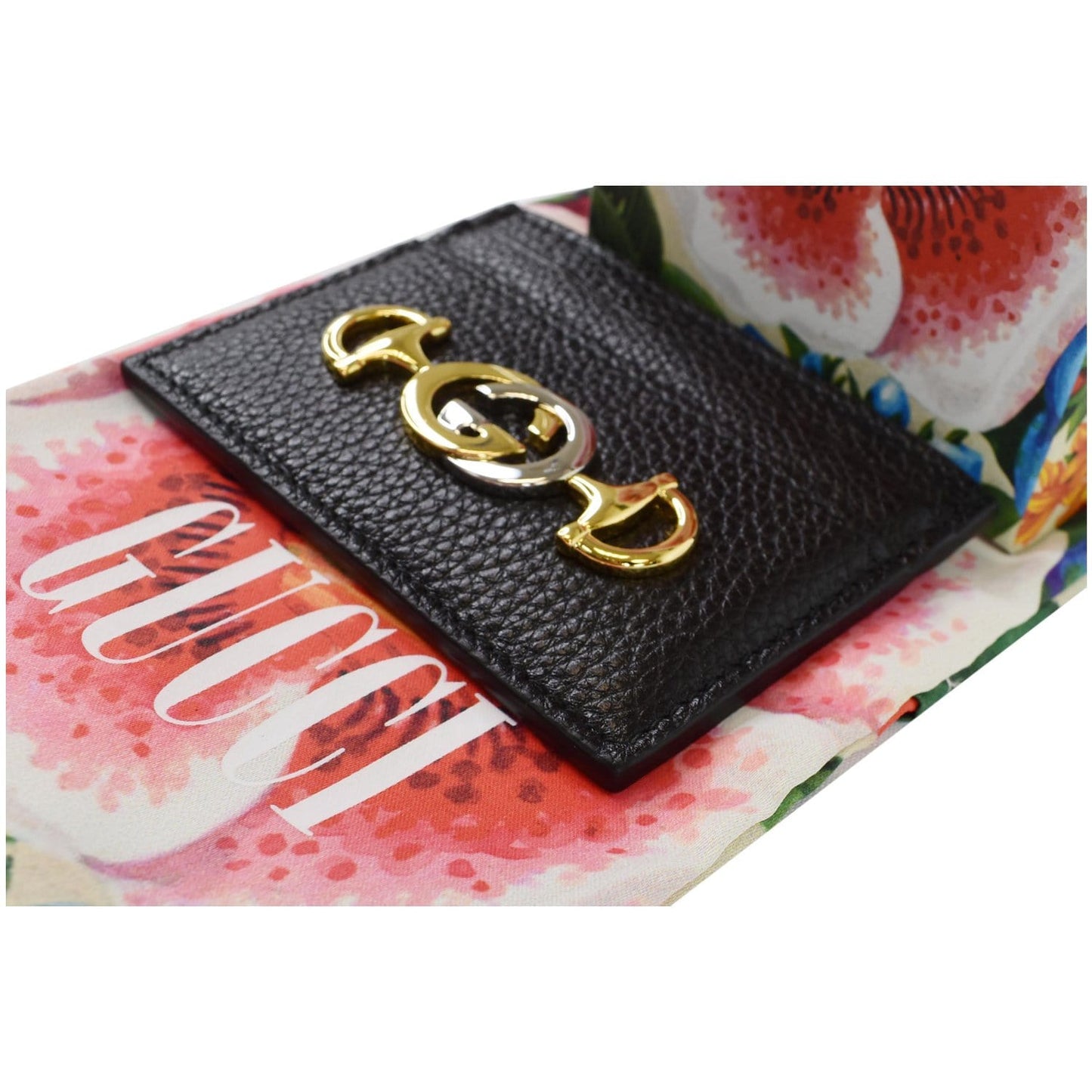 GUCCI Zumi Grainy Leather Card Case Black 570679