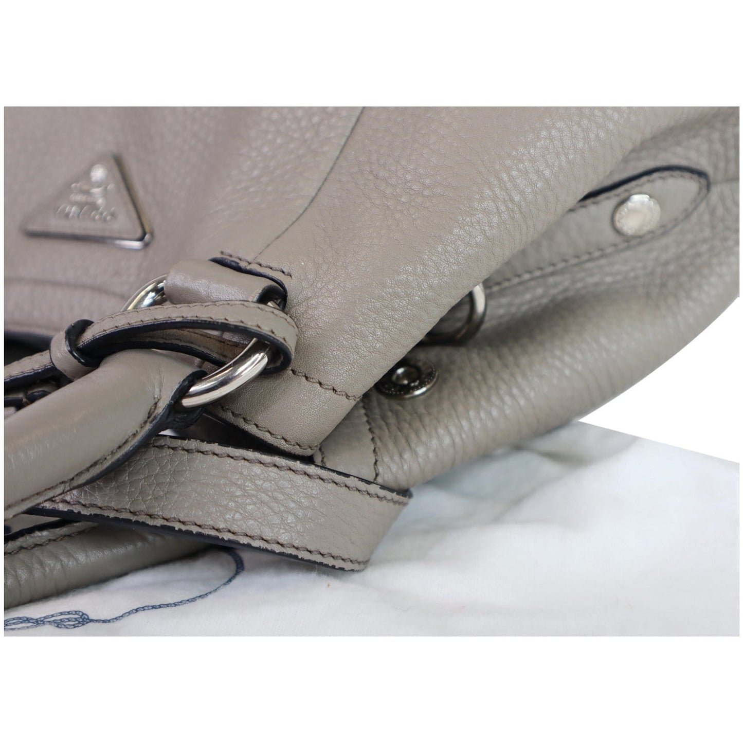 PRADA Vitello Daino Leather Tote Crossbody Bag Taupe BN2792