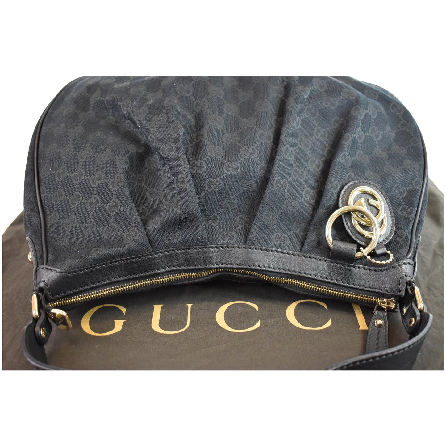 GUCCI Medium Sukey GG Canvas Hobo Bag Black 232955