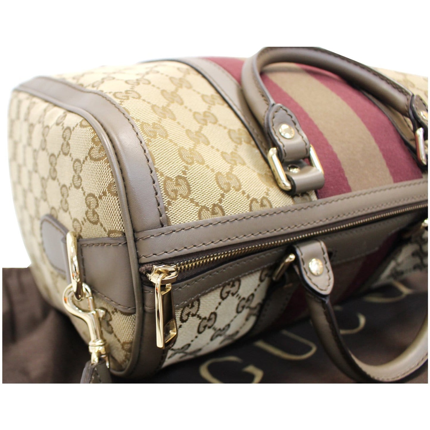 GUCCI Vintage Web Original GG Boston Bag Beige 247205