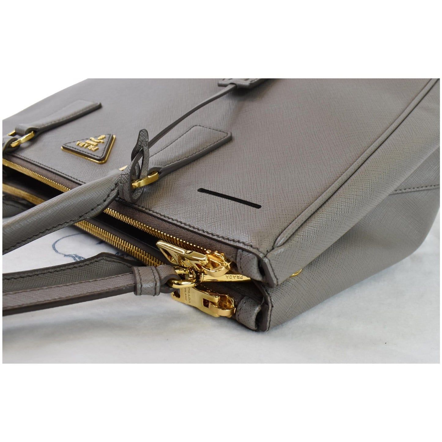 PRADA Lux Large Saffiano Leather Tote Shoulder Bag Light Taupe