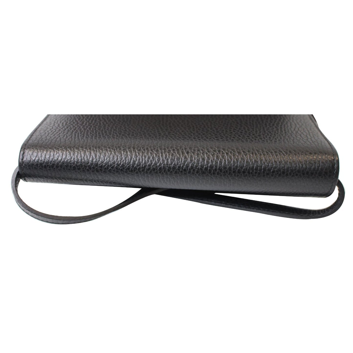 GUCCI Textured Leather Swing Crossbody Clutch Bag Black 368231