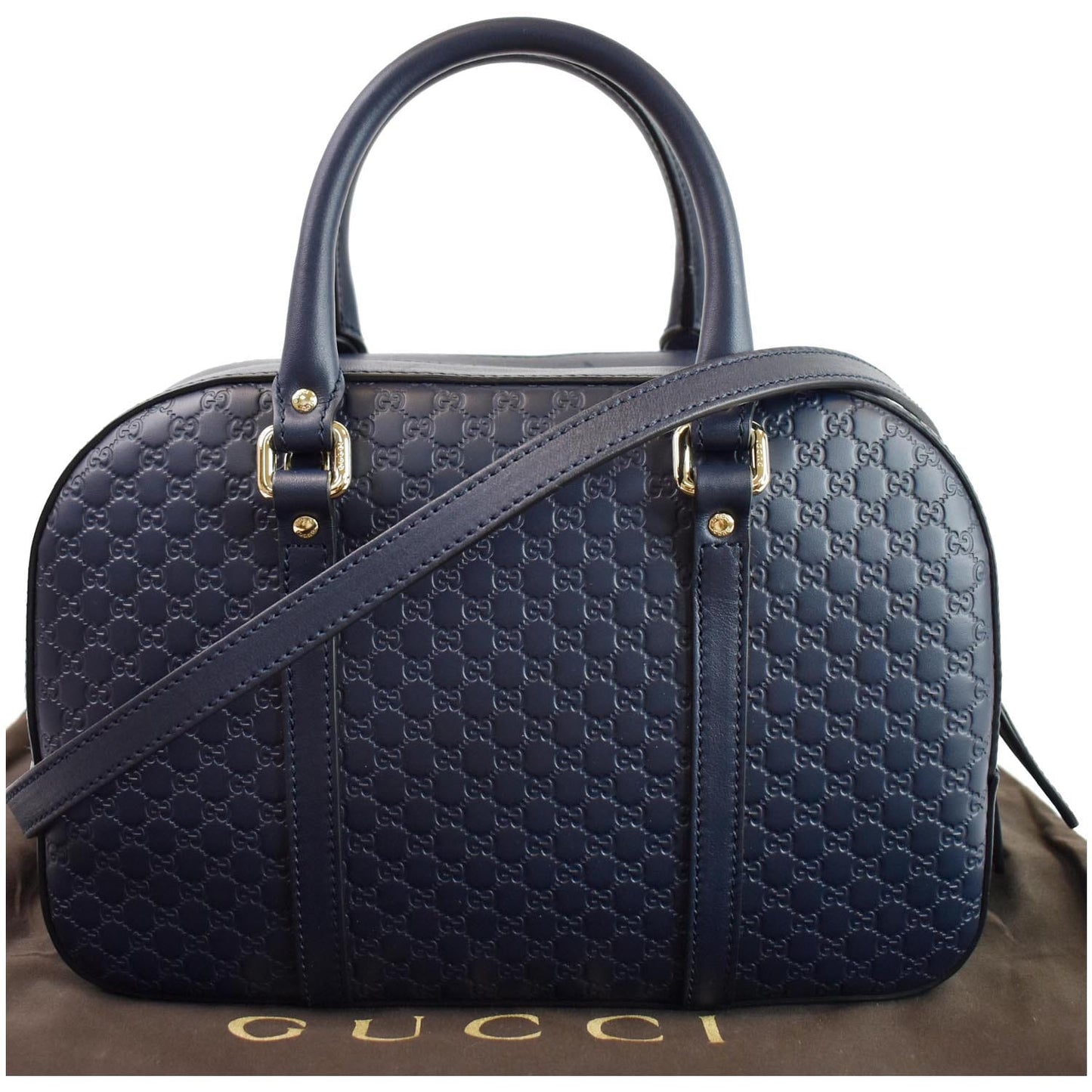 GUCCI Microguccissima Small Leather Crossbody Bag Navy Blue 510286