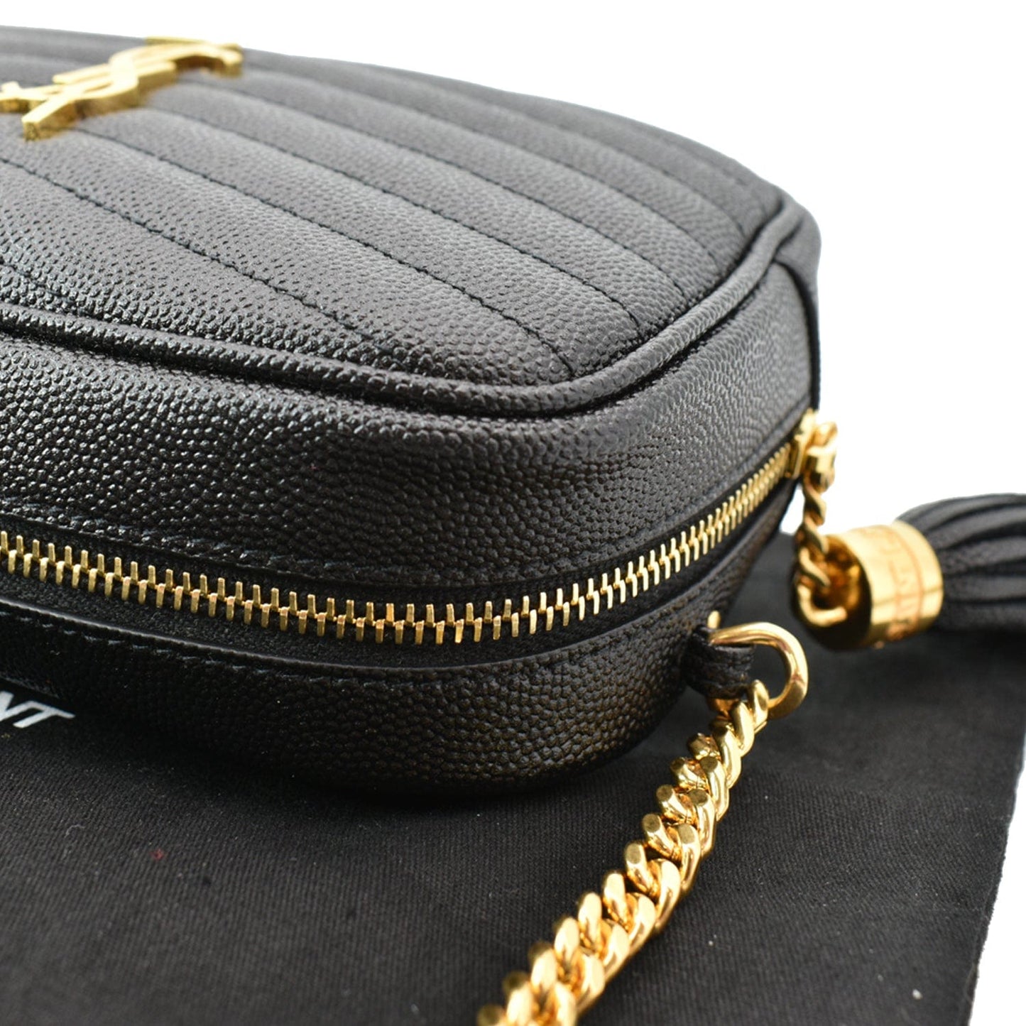YVES SAINT LAURENT Mini Lou Grain De Poudre Camera Bag Black