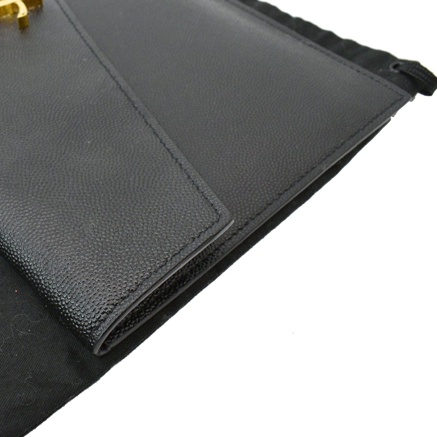 YVES SAINT LAURENT Uptown Envelope Grain De Poudre Leather Clutch Black