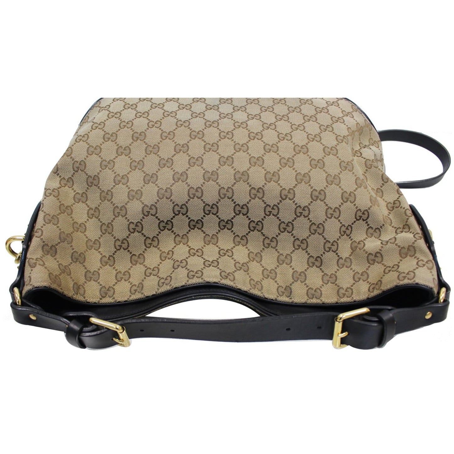 GUCCI Patti Studded Canvas Hobo Shoulder Bag Black 296870