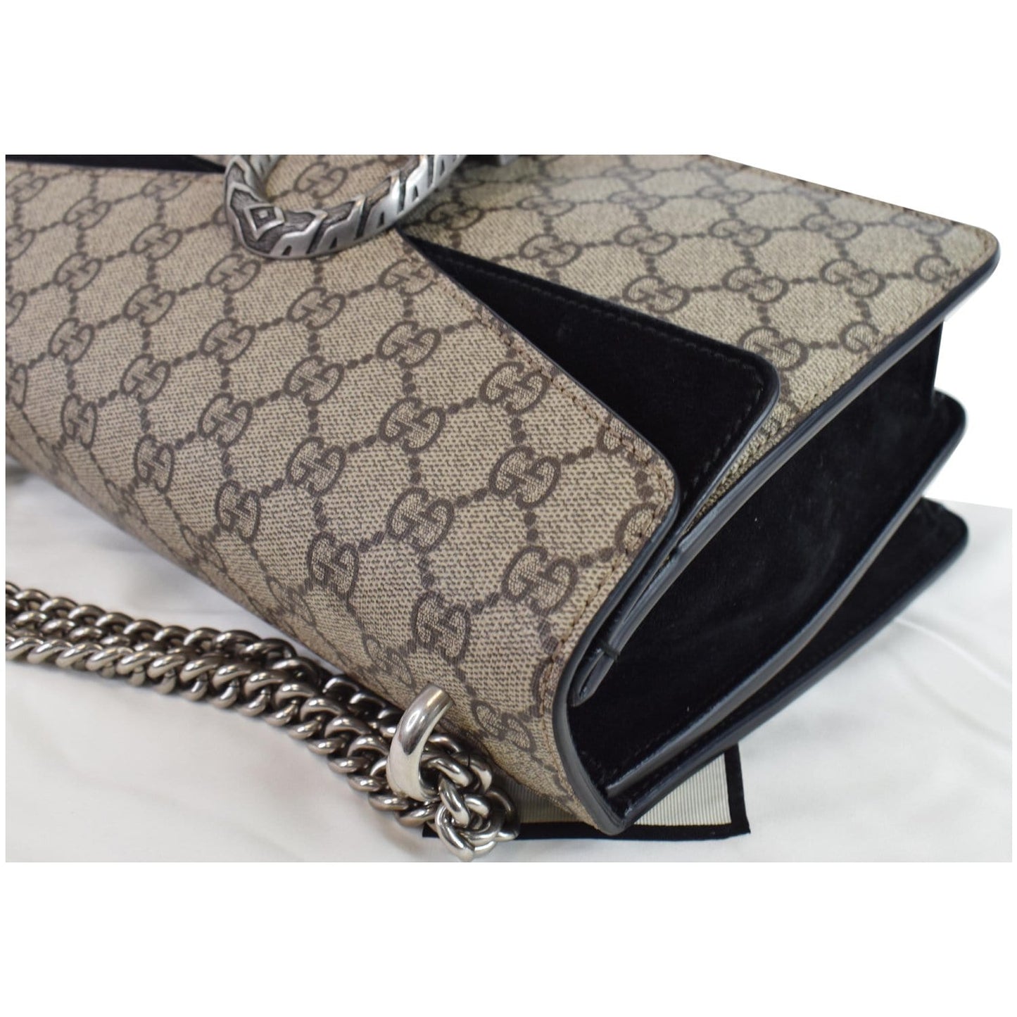 GUCCI Dionysus Small GG Supreme Canvas Shoulder Bag Beige 400249
