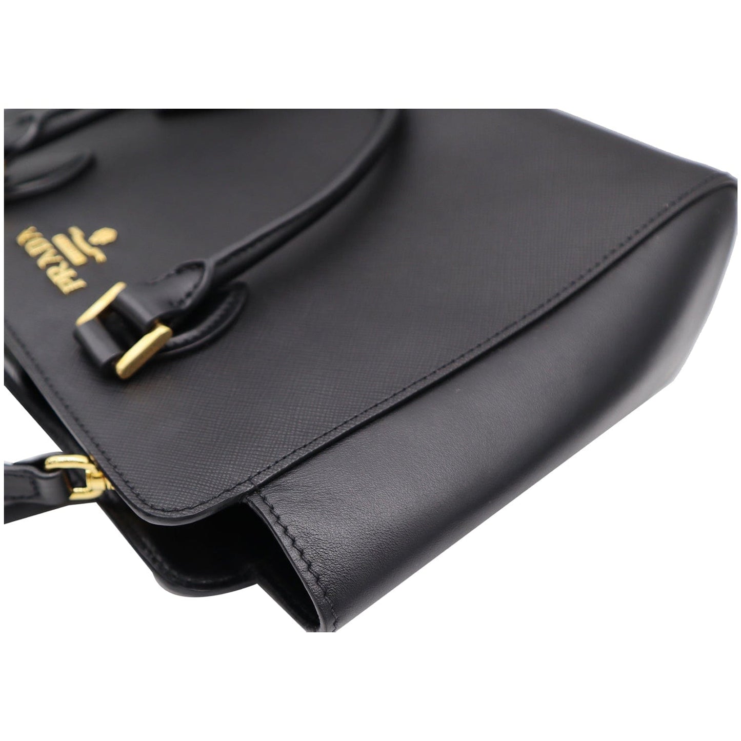 PRADA Top Handle Saffiano Leather Tote Crossbody Bag Black