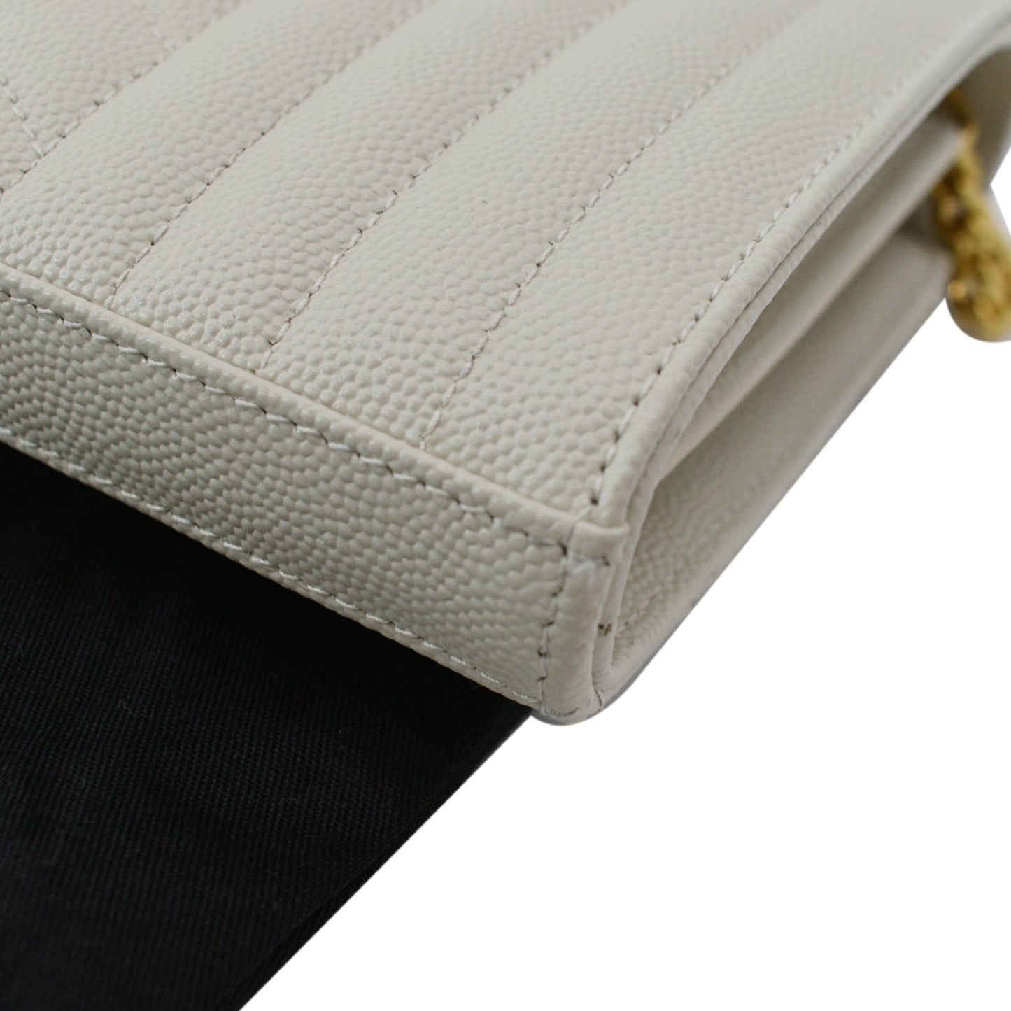 YVES SAINT LAURENT Mix Matelassé Small Grain De Poudre Chain Wallet Crossbody Bag Cream