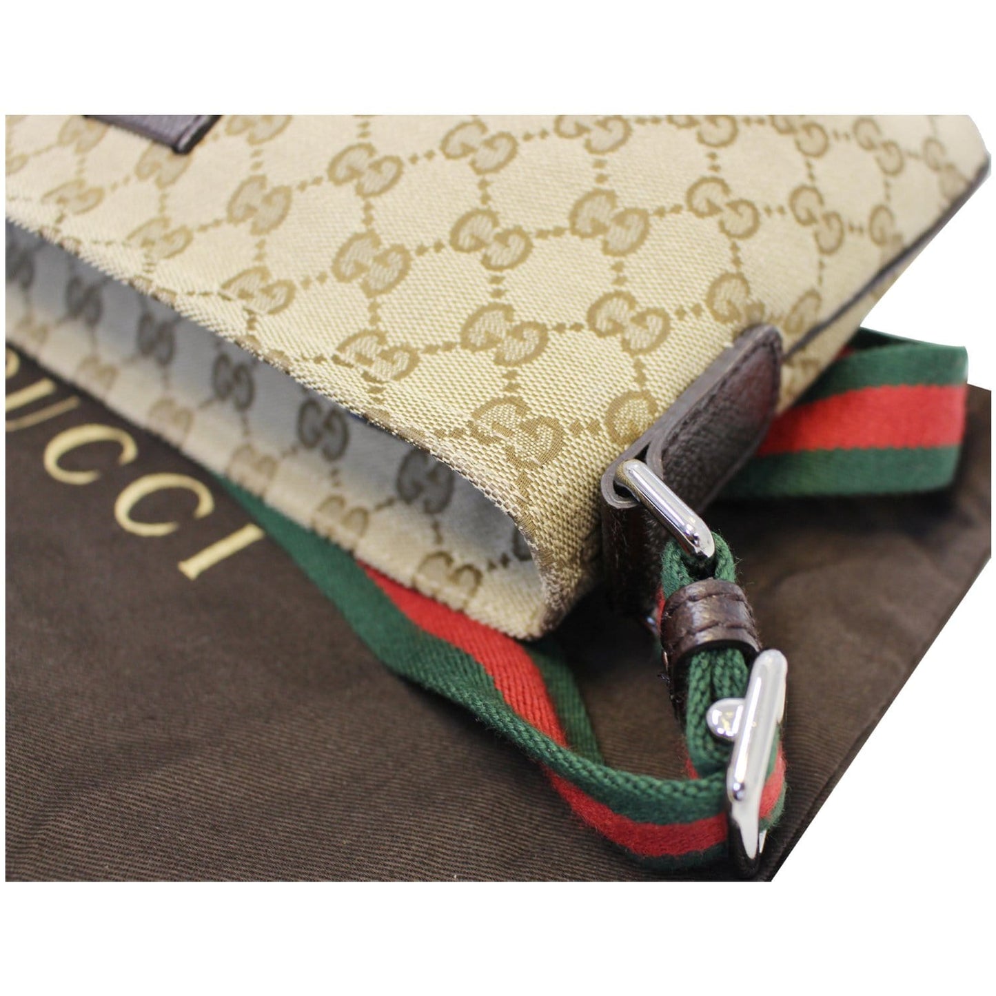 GUCCI GG Canvas Web Shoulder Crossbody Bag Beige 189749