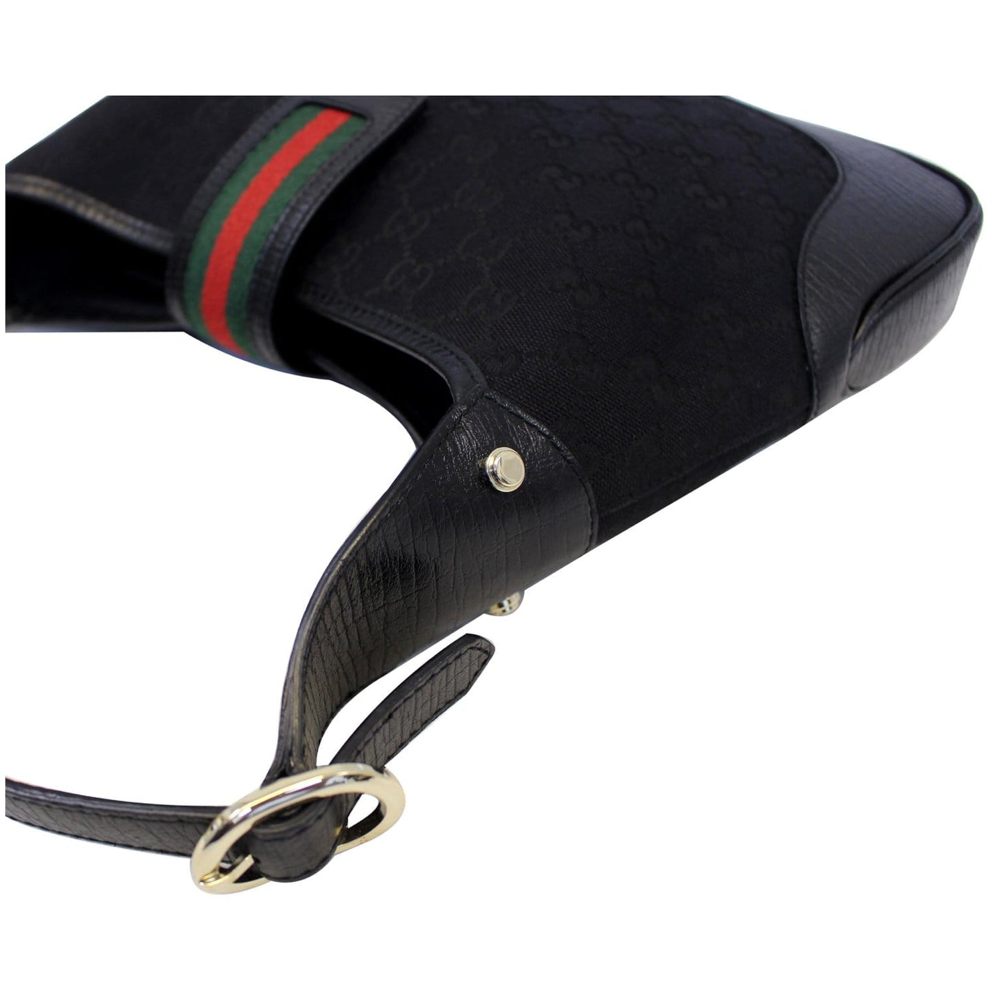 GUCCI GG Canvas Web Hobo Bag Black 130779